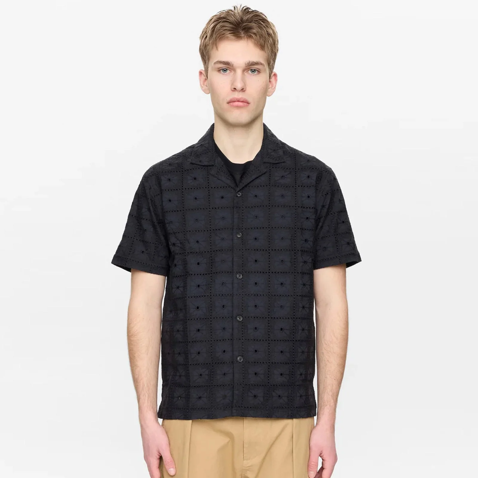 Akleander Lace EMB S/S Shirt caviar