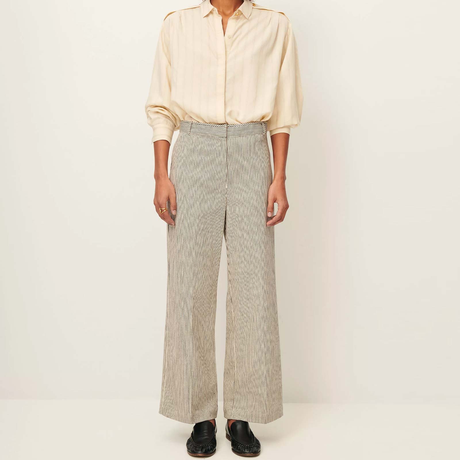 Albello Flared Pants coutil whiblack - Image 3