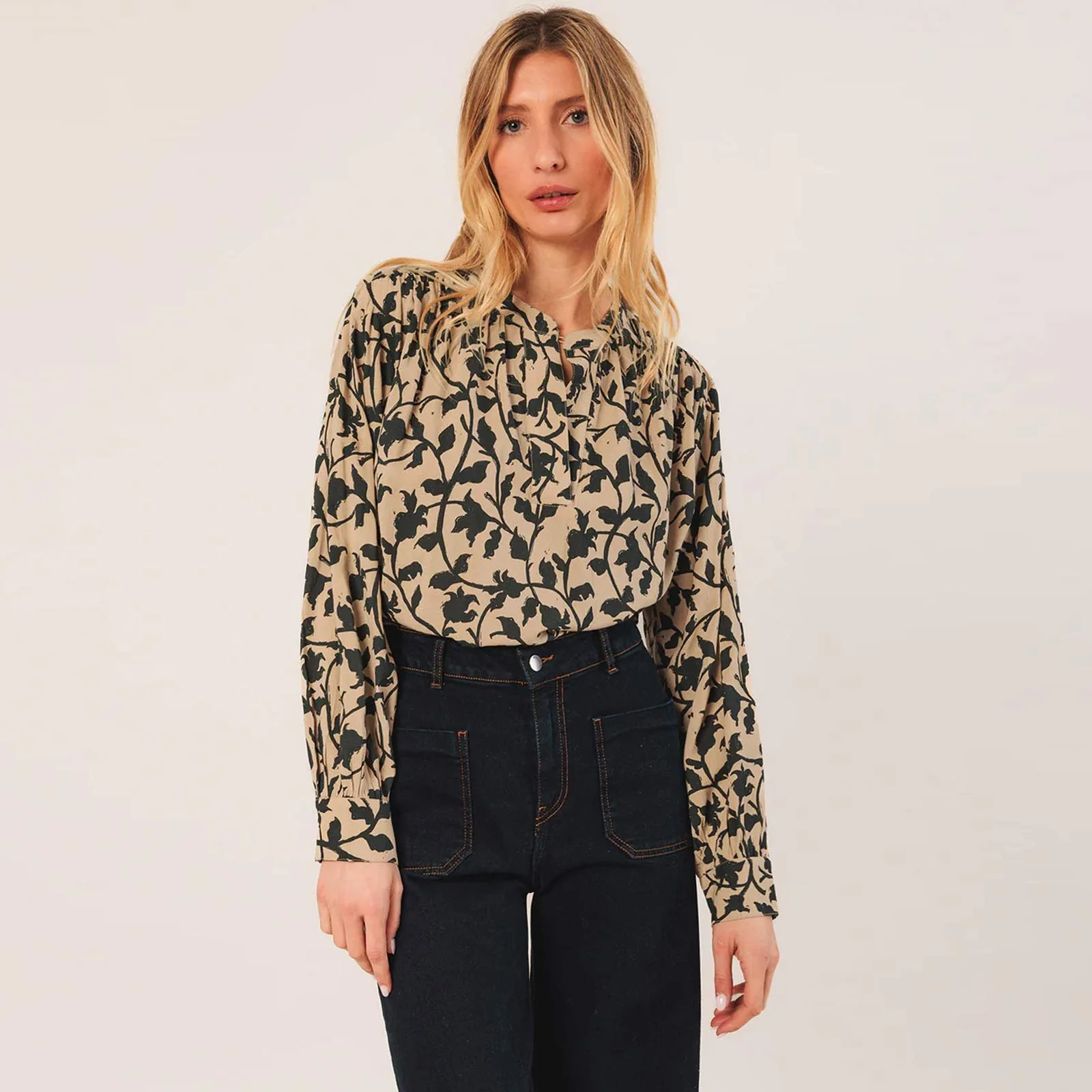 Allover Print Blouse beige