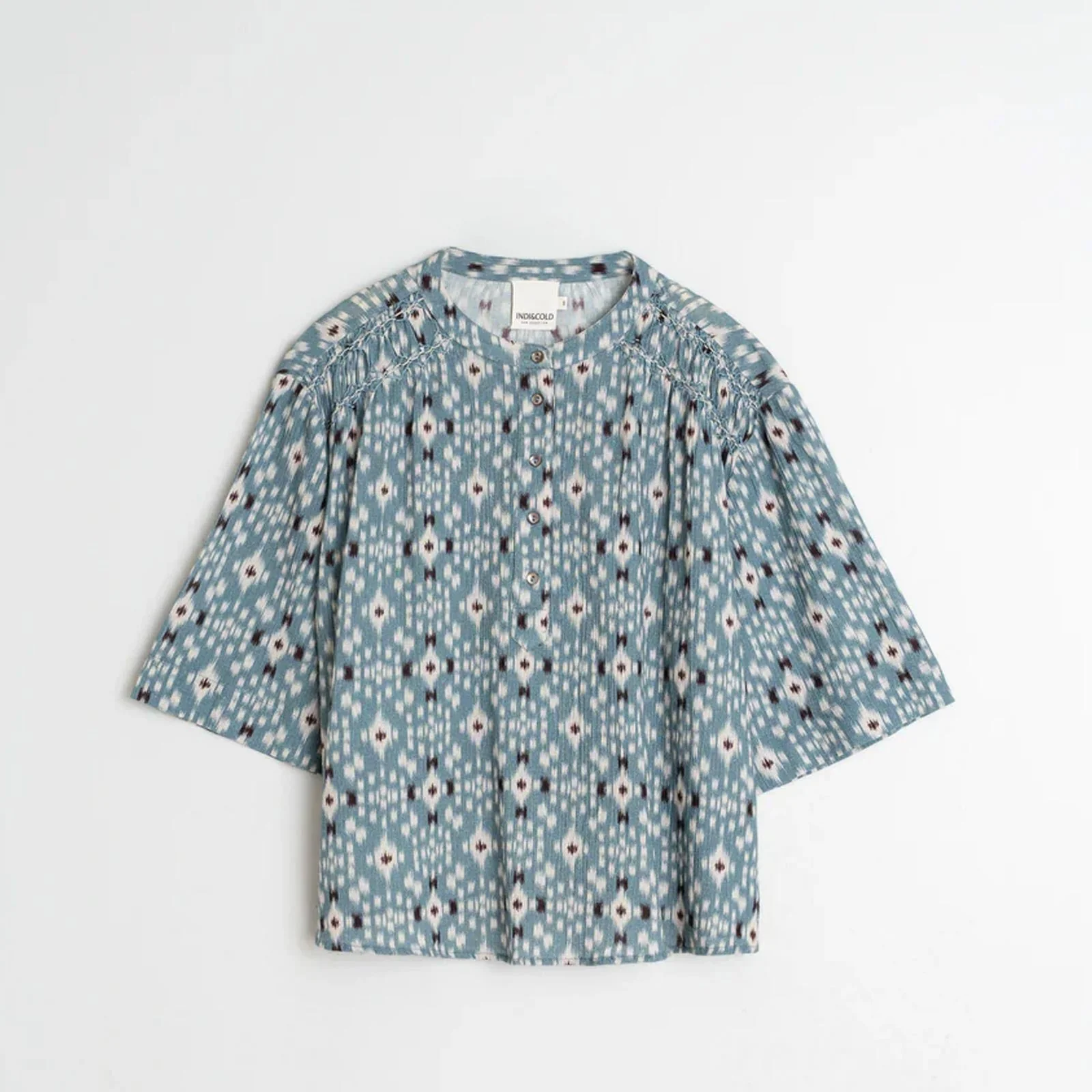 Allover Print Cotton Blouse azul vintage - Image 2