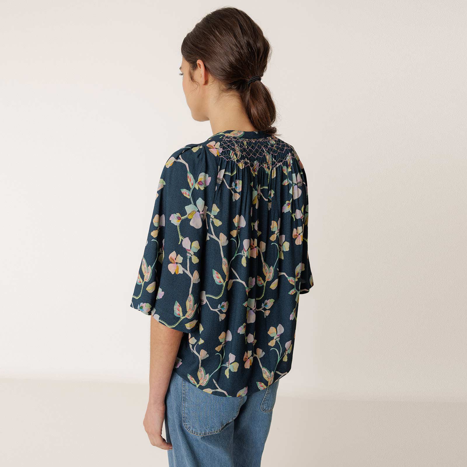 Allover Print Viscose Blouse marino - Image 2