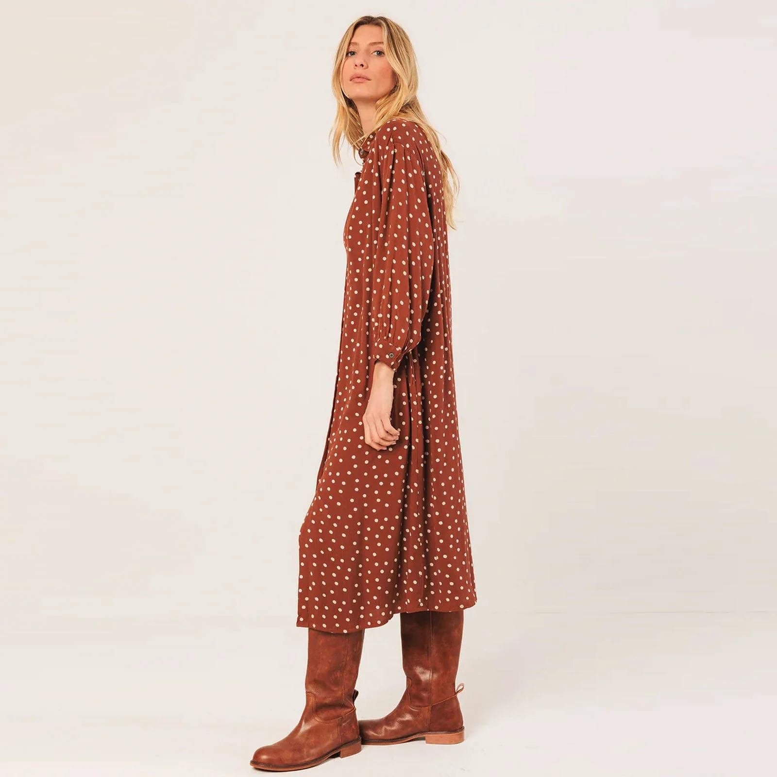 Allover Print Viscose Dress terracota - Image 3