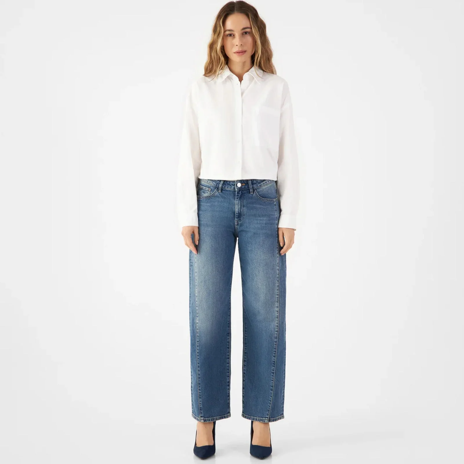 Ash Cutline Barrel Leg Jeans vintage blue