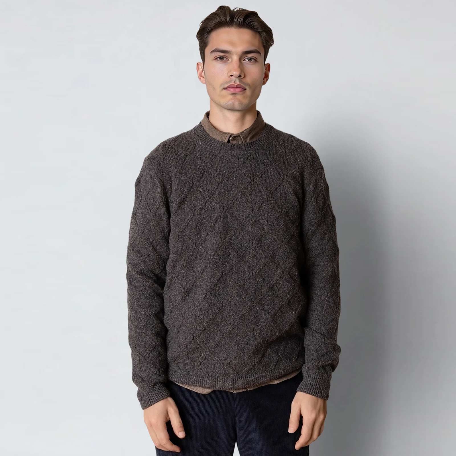 Avery Cable Knit taupe brown melange