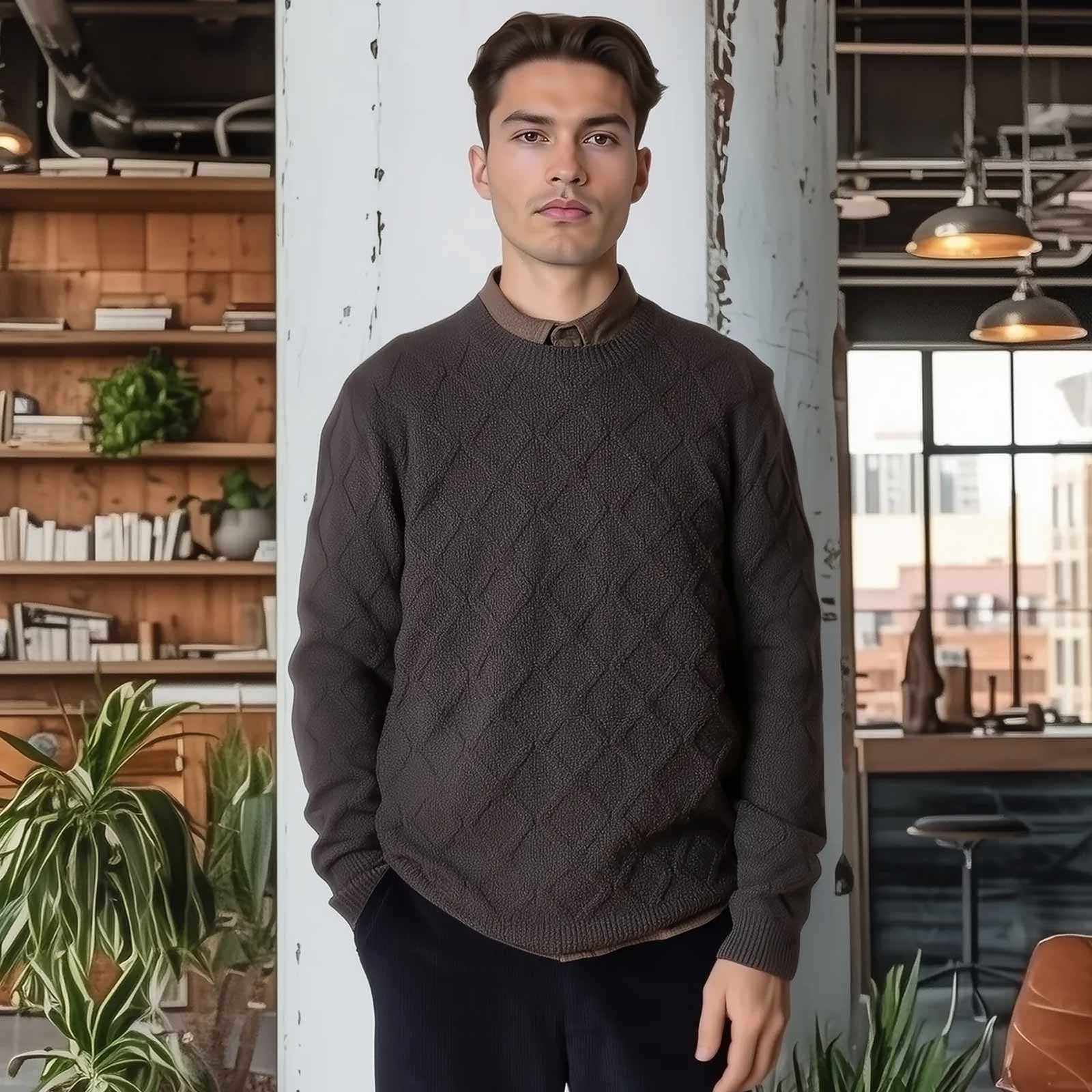 Avery Cable Knit taupe brown melange - Image 4