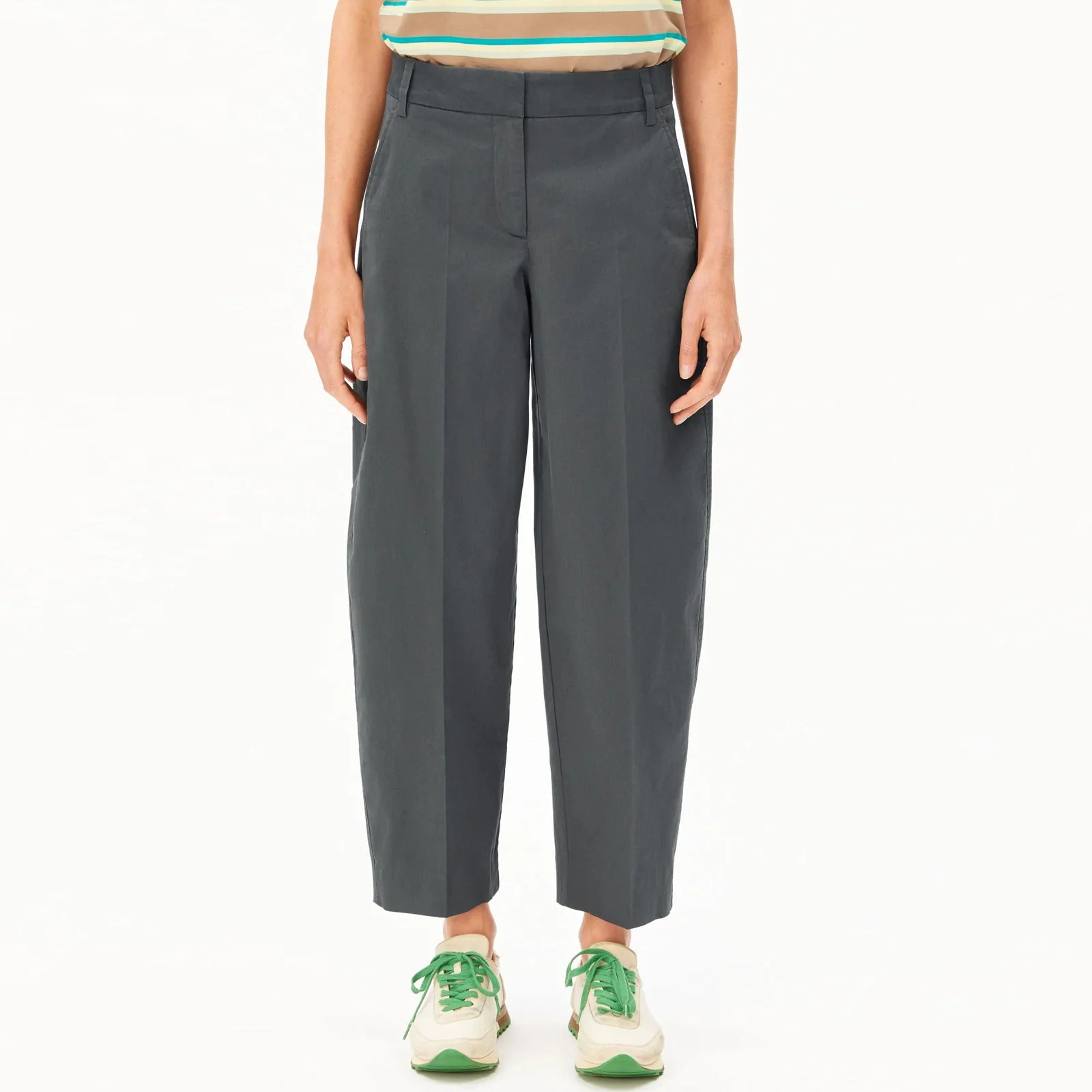 Barrel Leg Twill Pant space steel