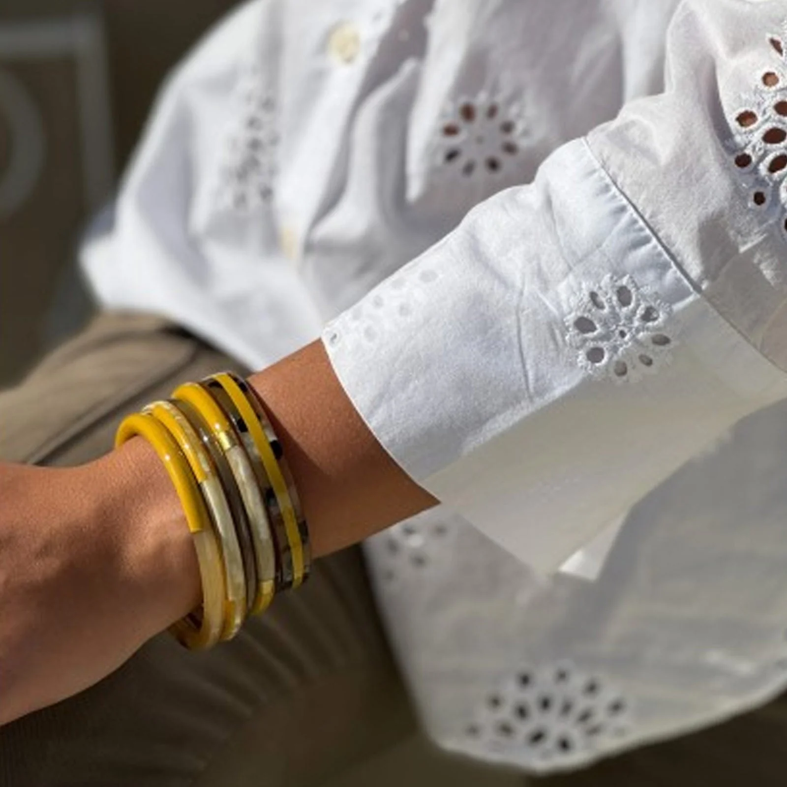 Buffle Horn Bracelet mustard C92 - Image 2