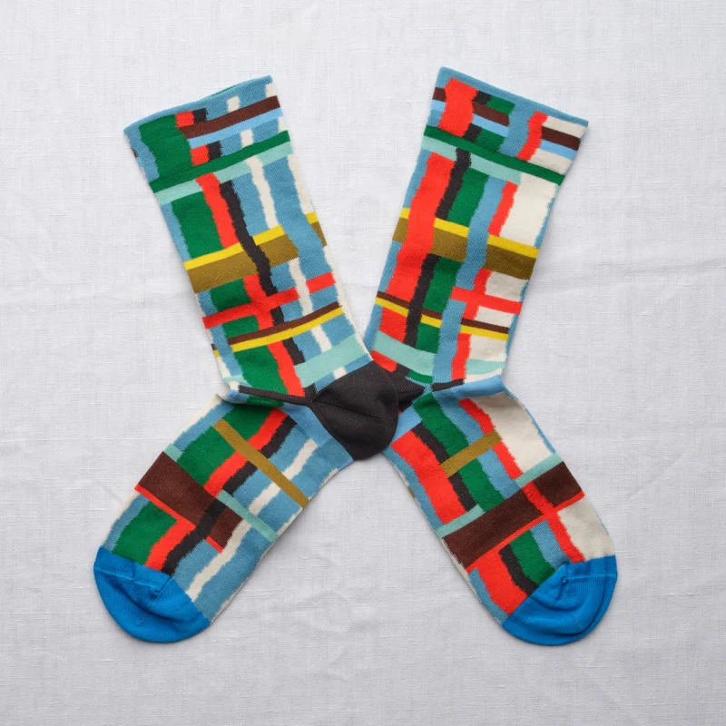 Carreaux bleu princier Socks FS1-01
