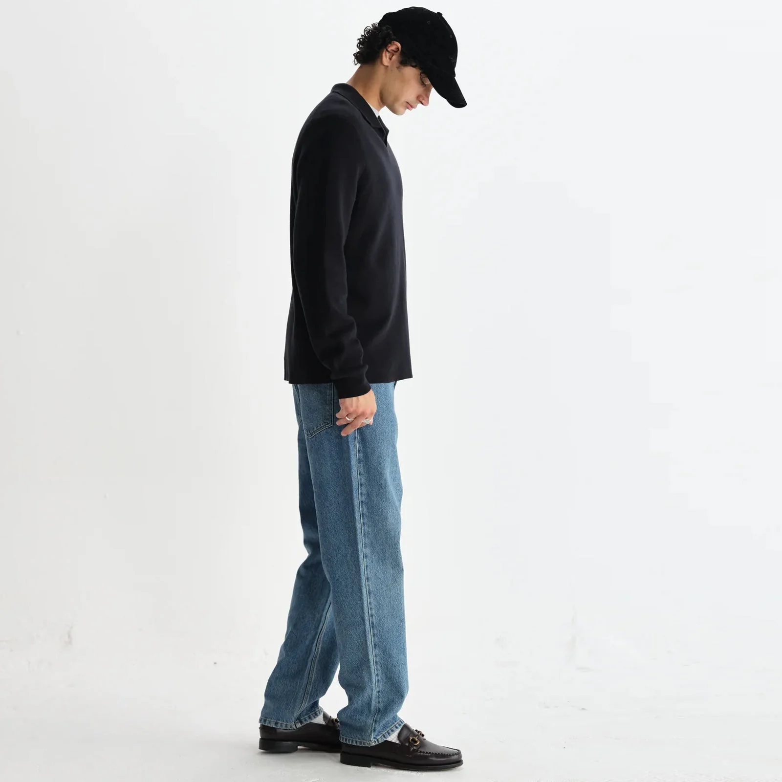Carter Open Collar Polo Milano Knit black - Image 4