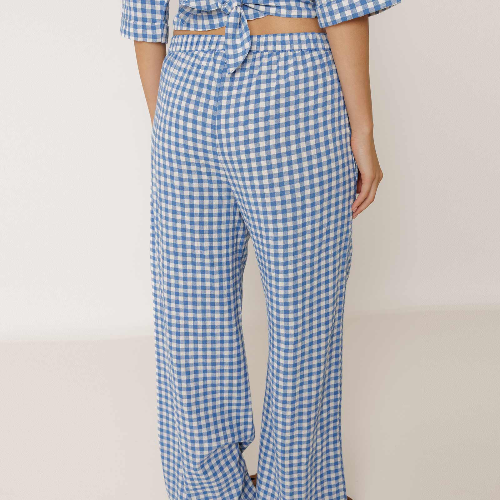 Check Cotton Pants azul britanico - Image 3