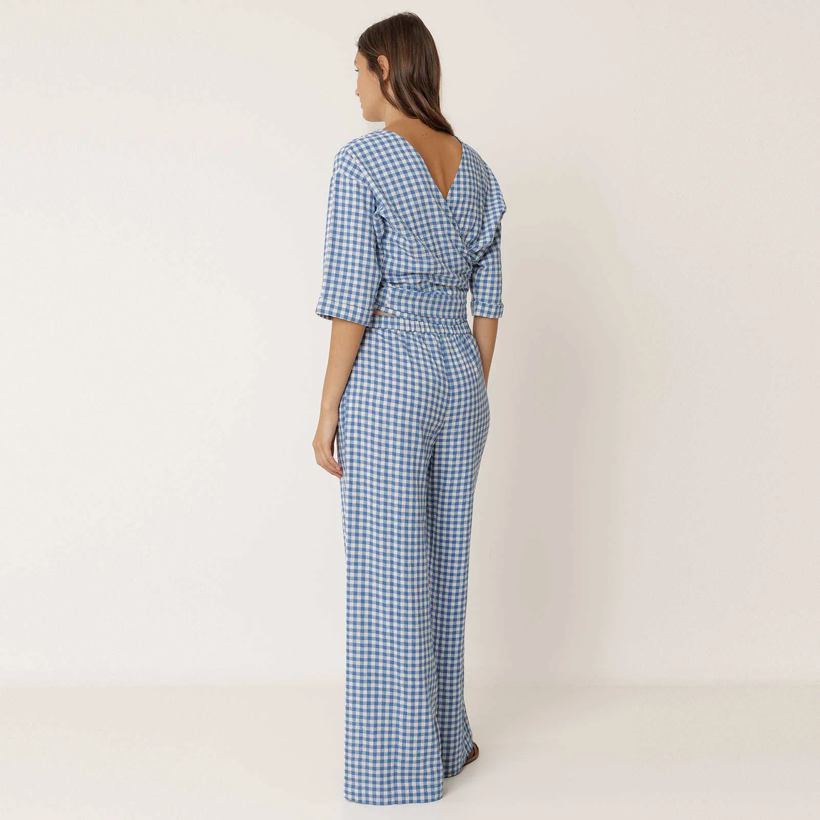 Check Wrap Blouse azul britanico - Image 2