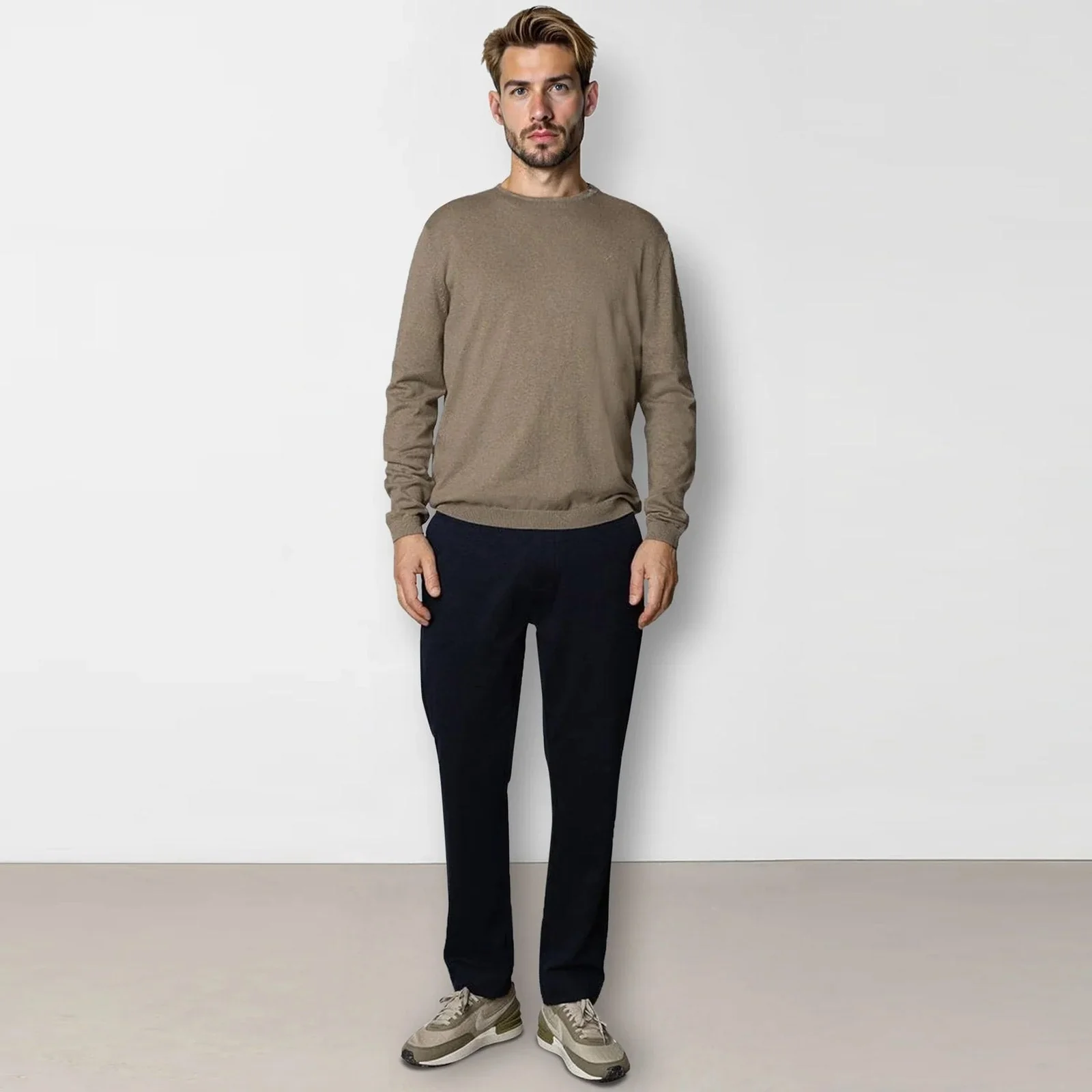 Claude Crewneck Jumper dark beige melange - Image 3