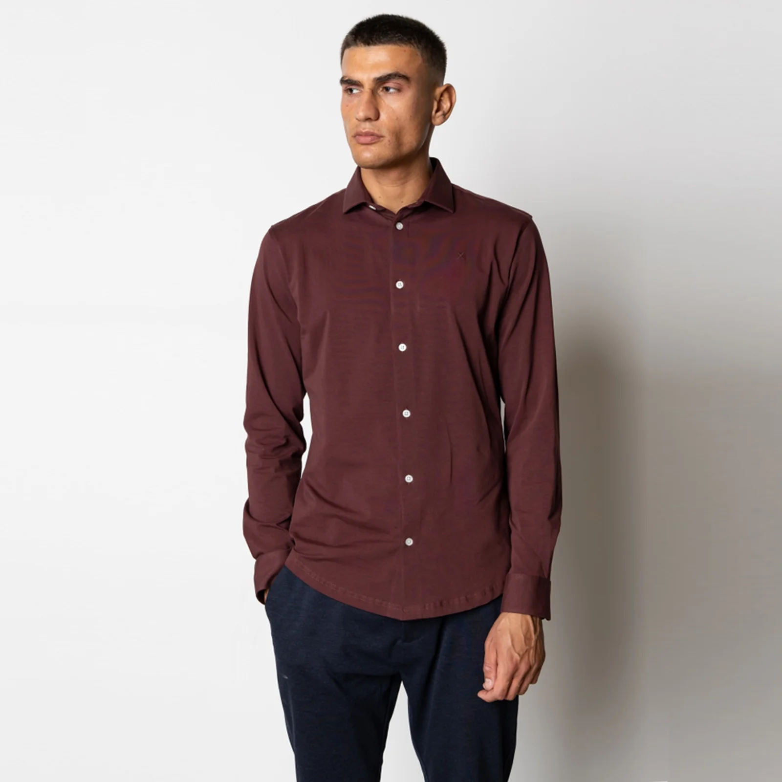 Clean Formal Stretch Shirt dark plum - Image 3