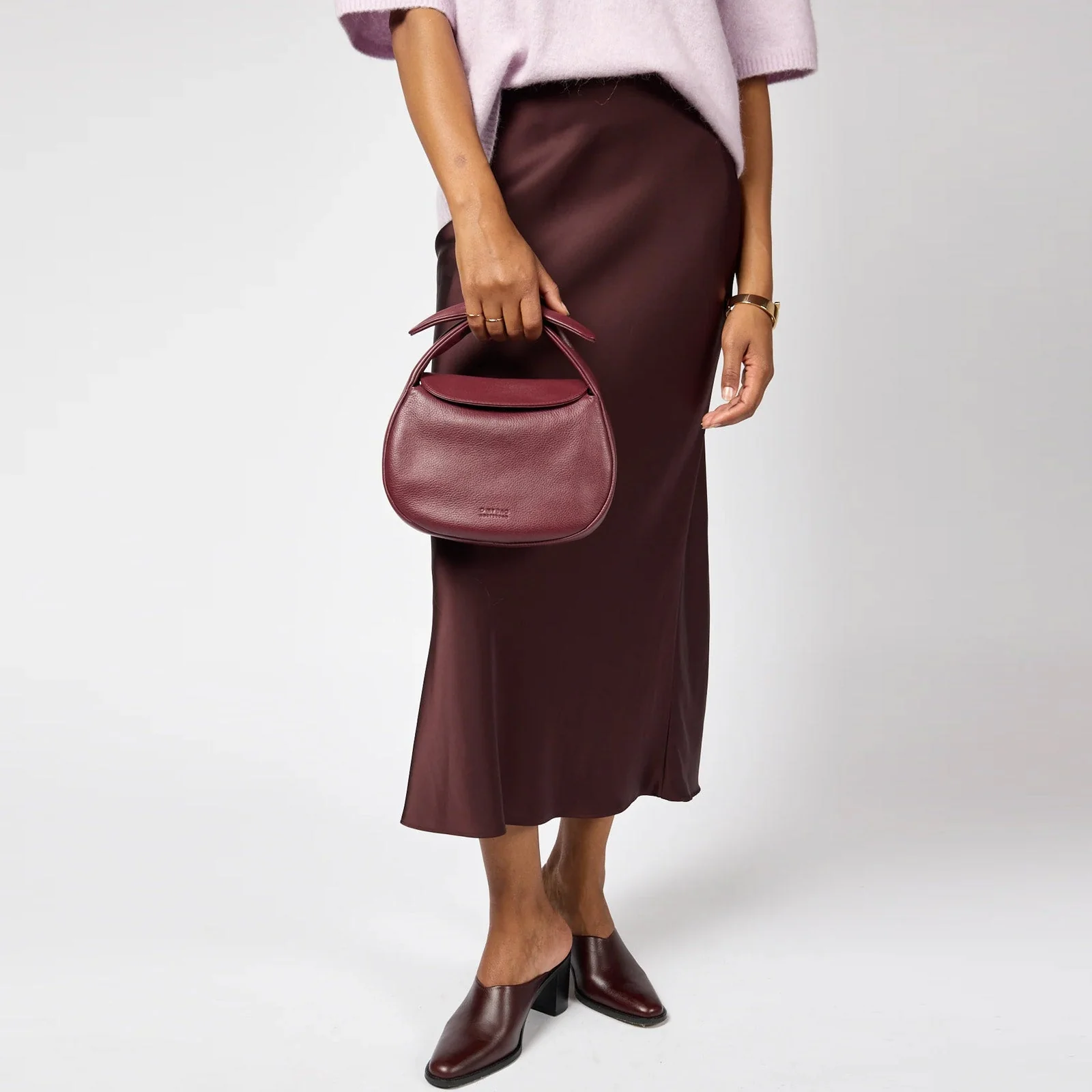 Coco Croissant Soft Grain Leather Bag dark cherry - Image 2