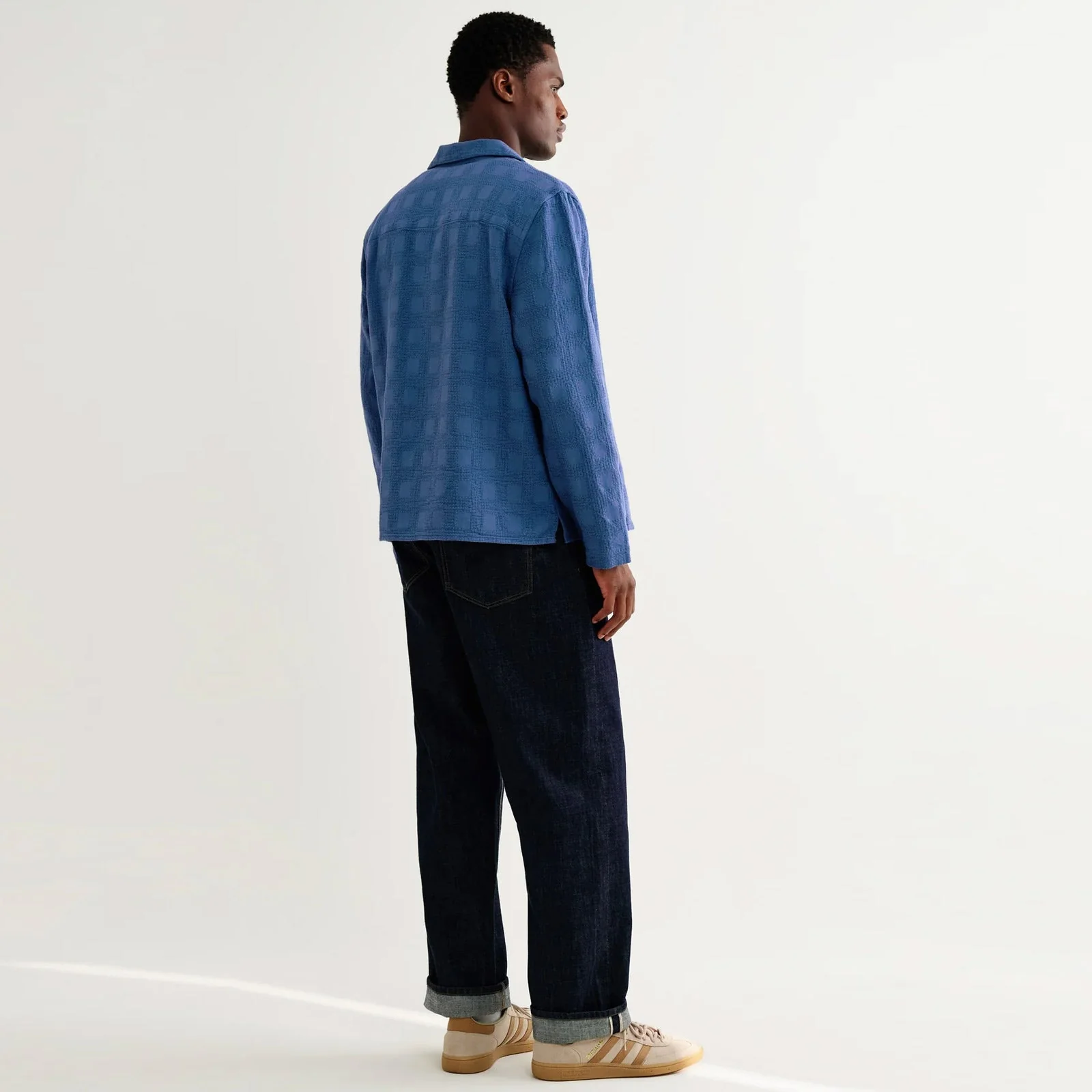 Corey L/S Cotton Dobby Shirt check blue - Image 2