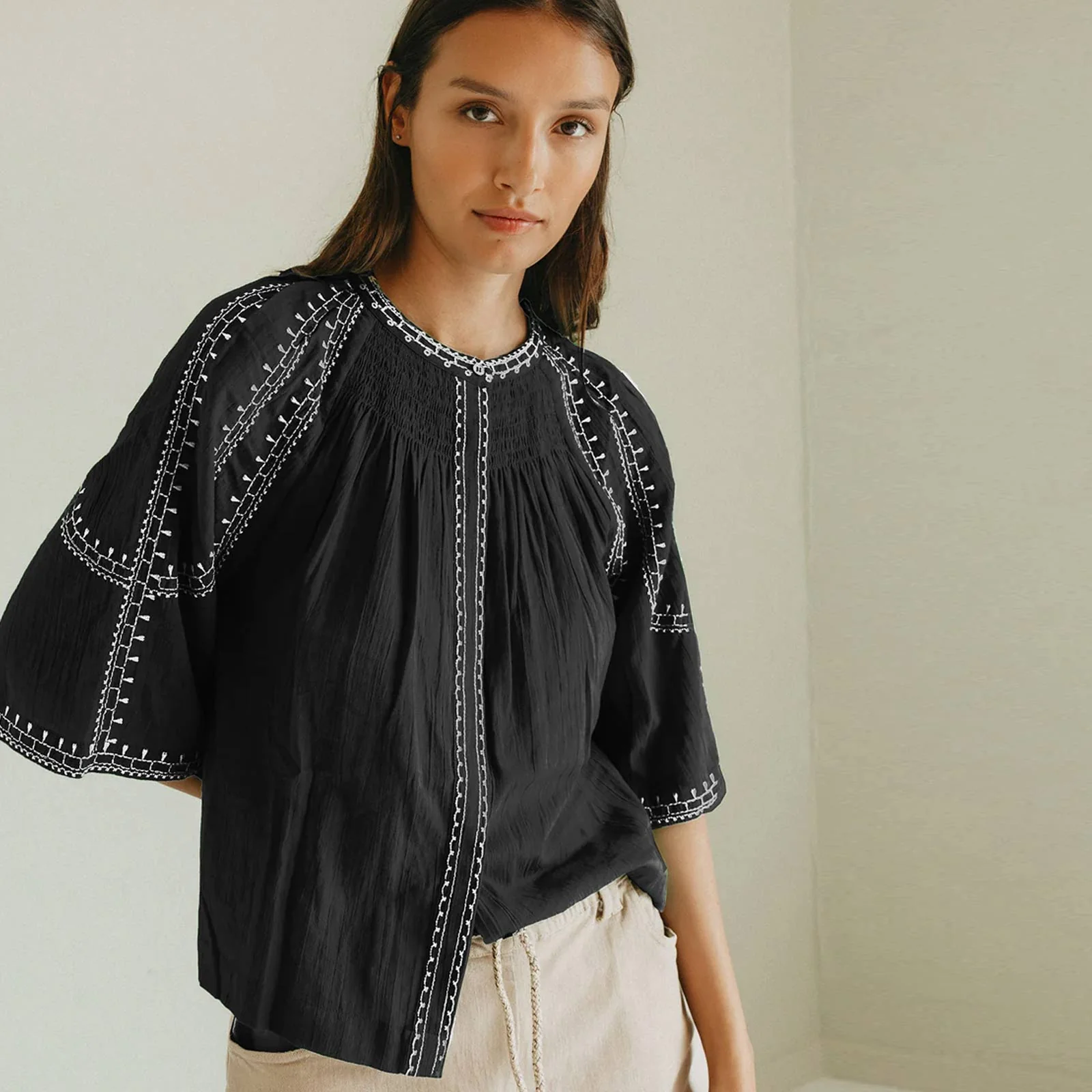 Cotton Blouse negro