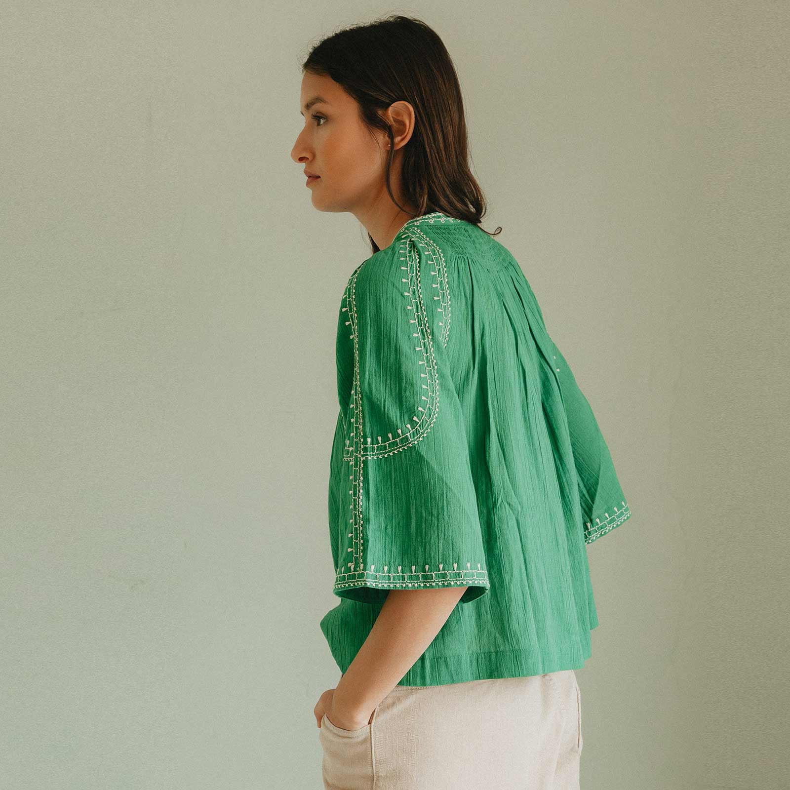 Cotton Blouse verde - Image 2