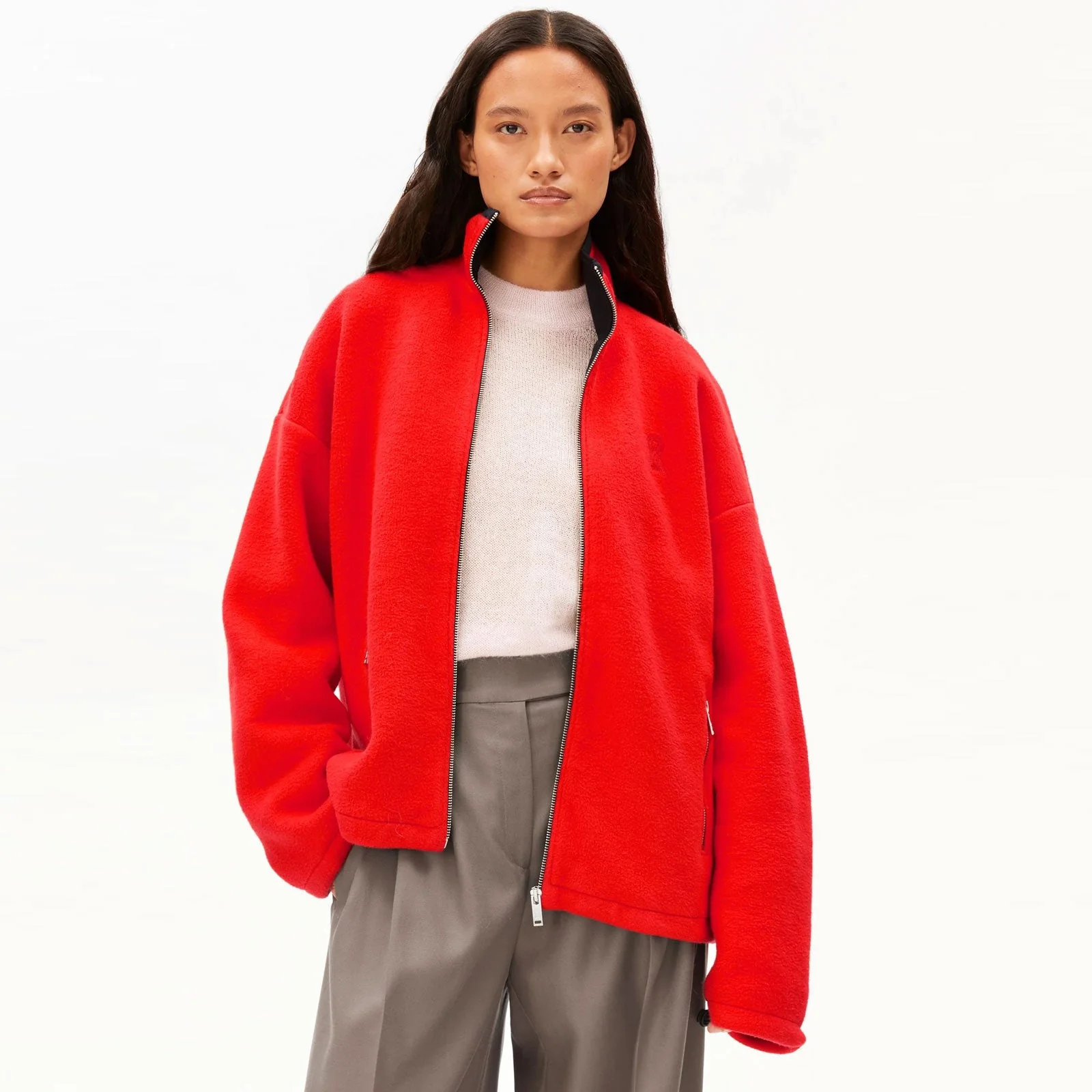 Cotton Fleece Jacket mars red