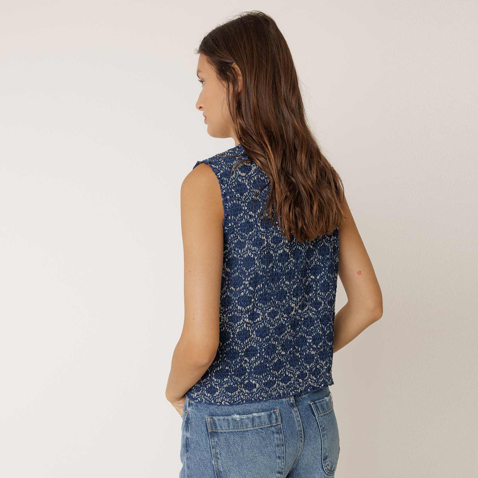 Crinkle Lace Vest indigo - Image 2