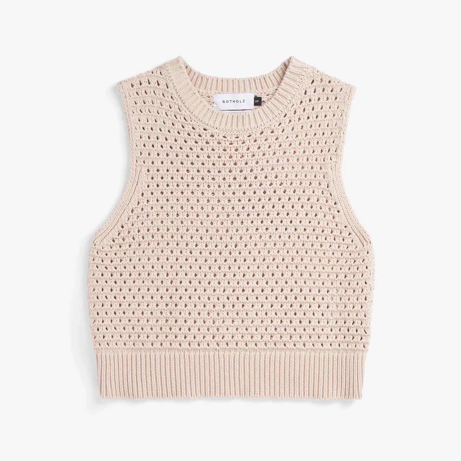Cropped Knit Vest natural white