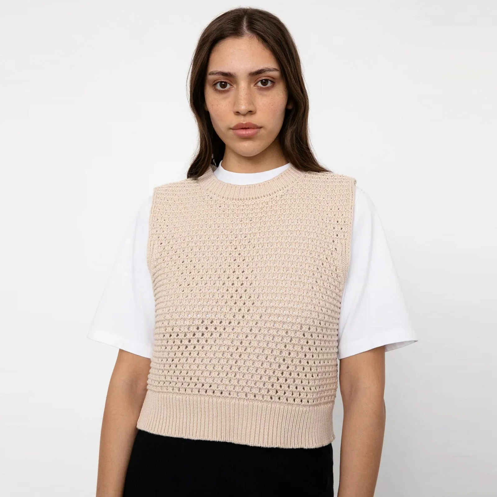 Cropped Knit Vest natural white - Image 4