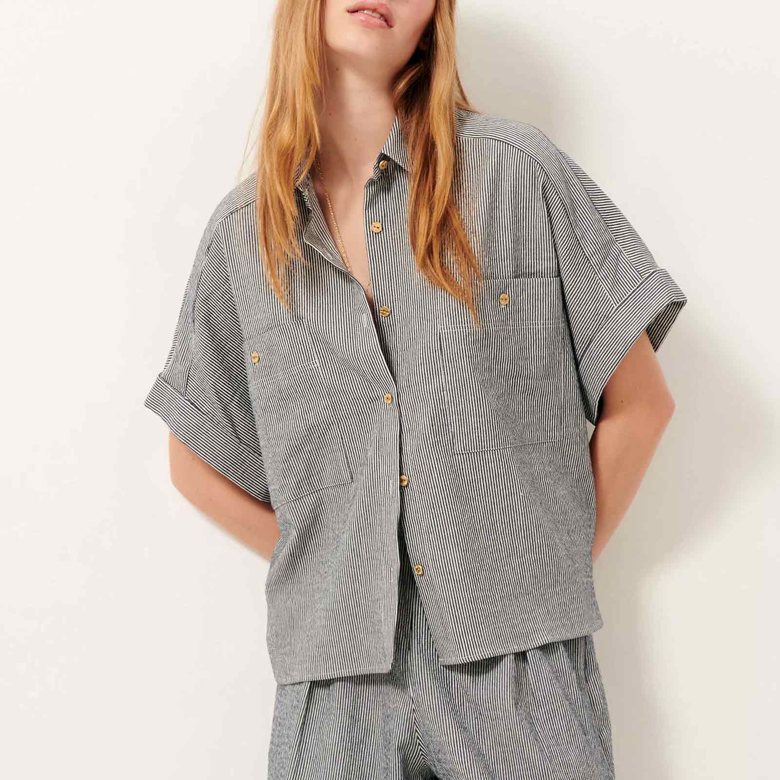 Della Blouse coutil blue