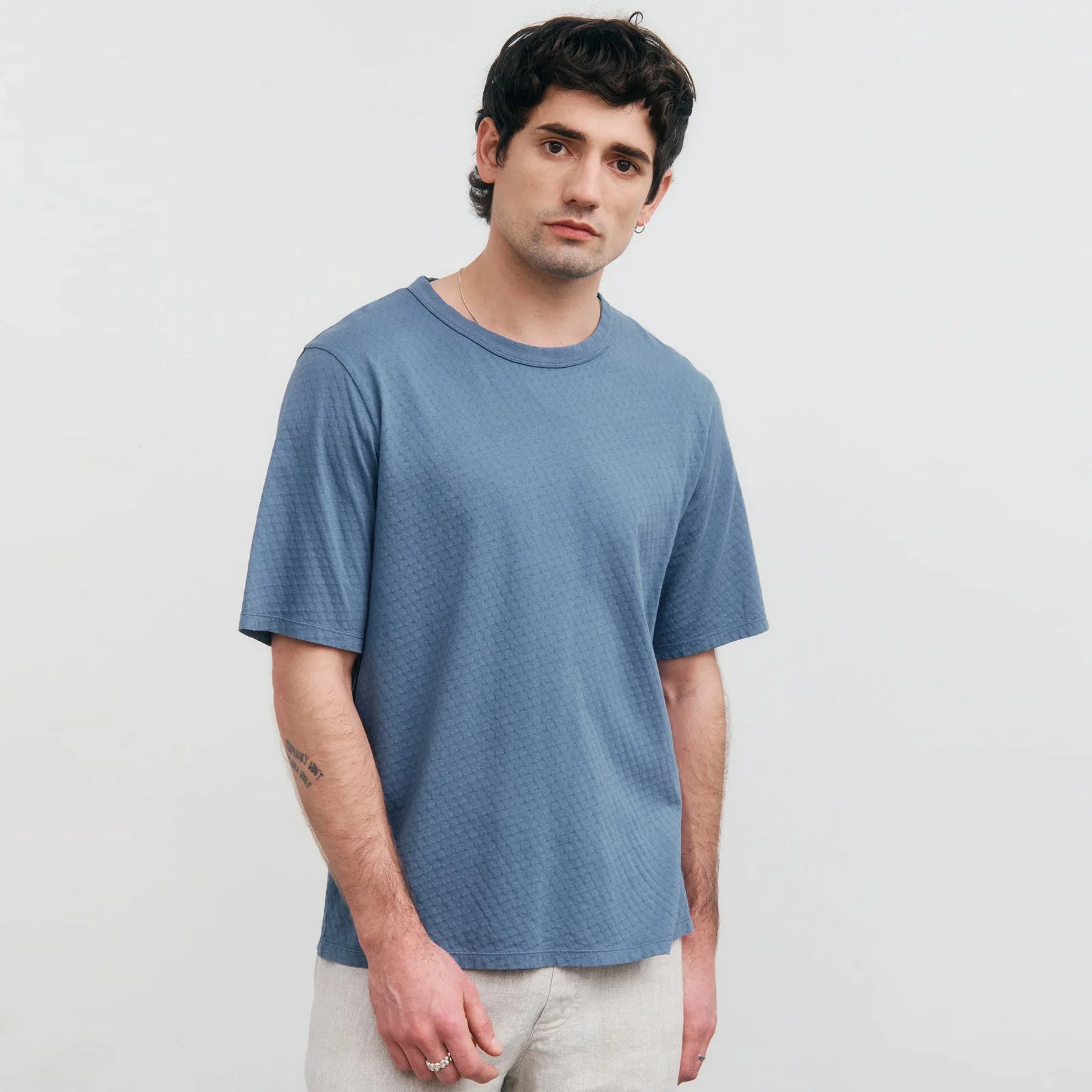 Dotted T-Shirt stone blue