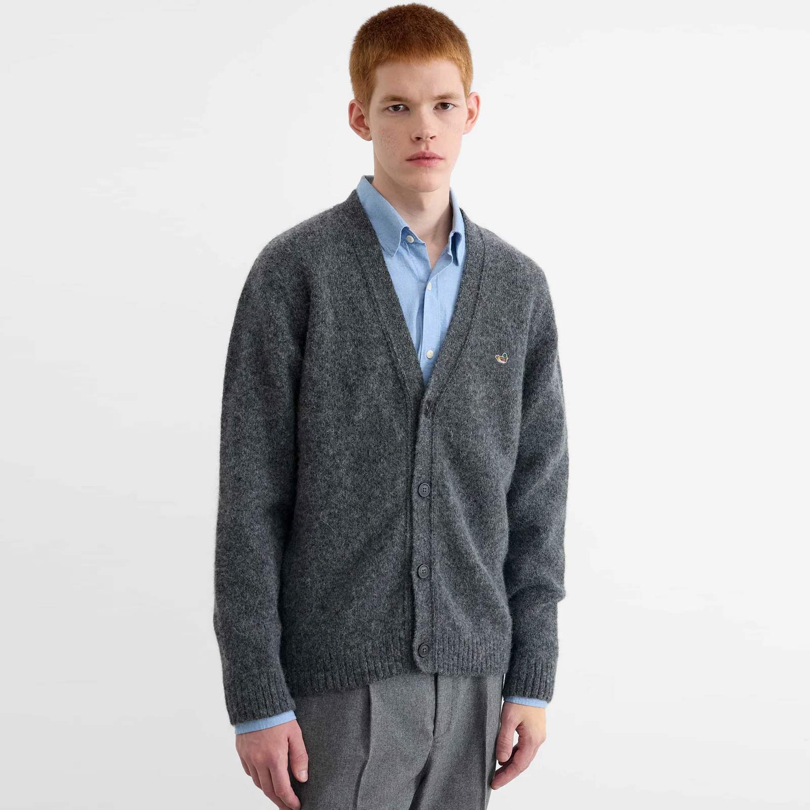 Duck Patch Cardigan plain grey