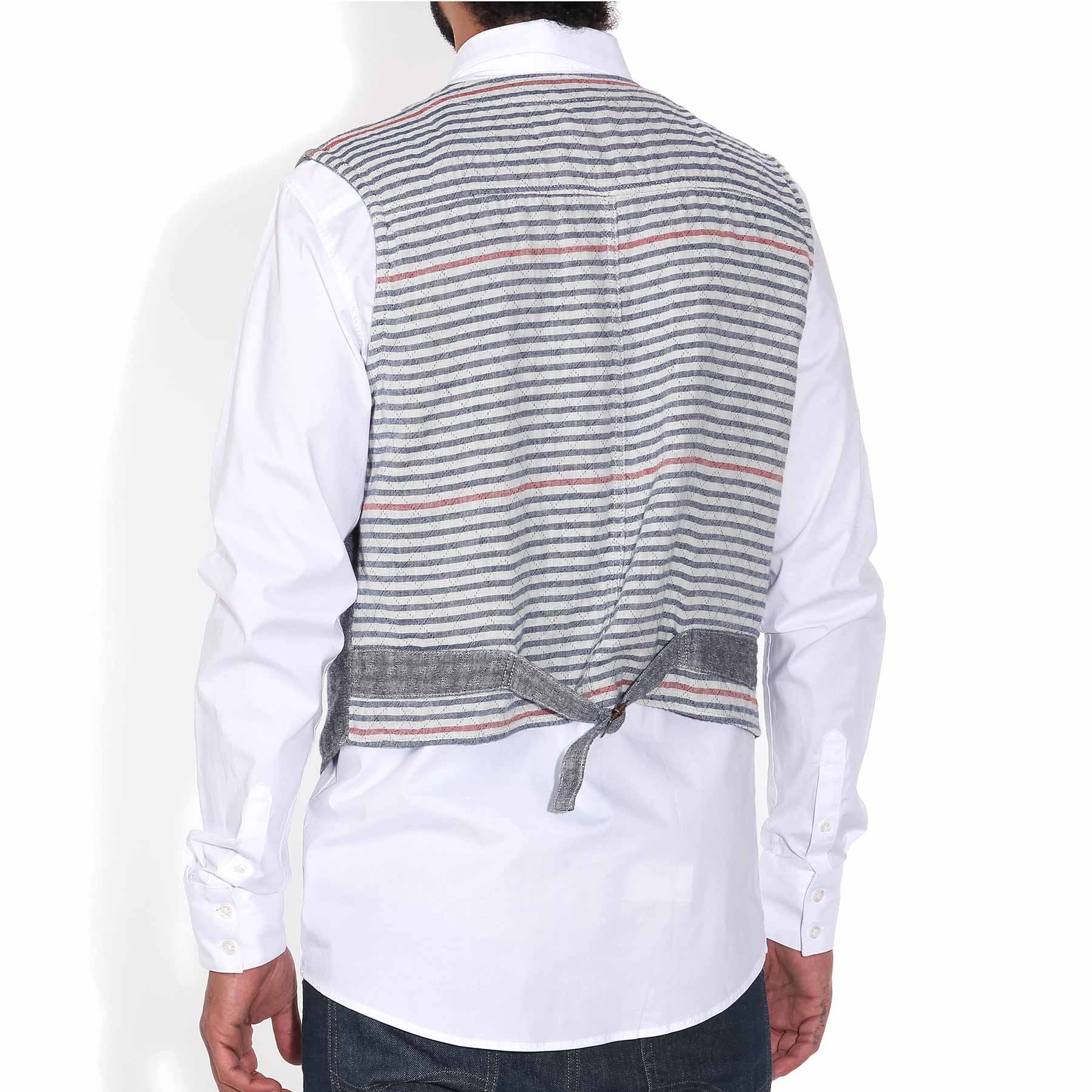 Post Gilet Japanese Quilted Double Weave navy rinsed - Image 2