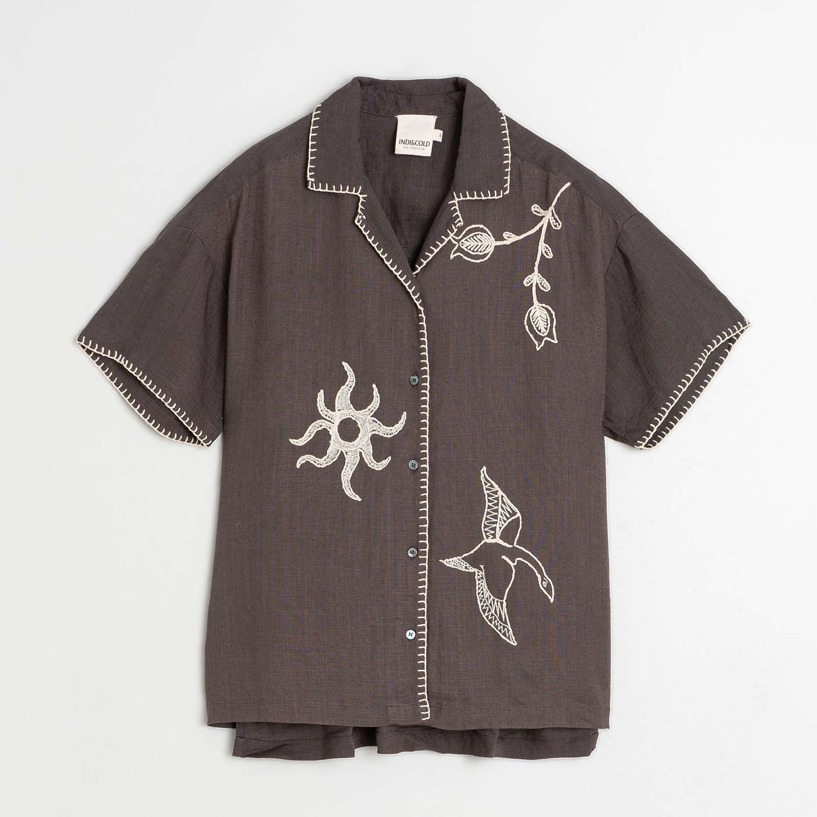 Embroidered Short Sleeve Blouse carbón - Image 4