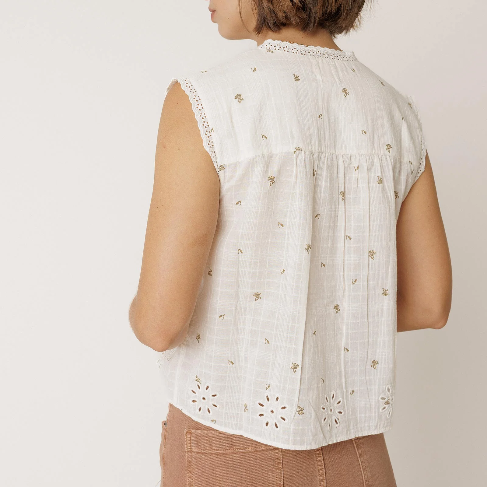 Embroidered Short Sleeve Blouse crudo - Image 2