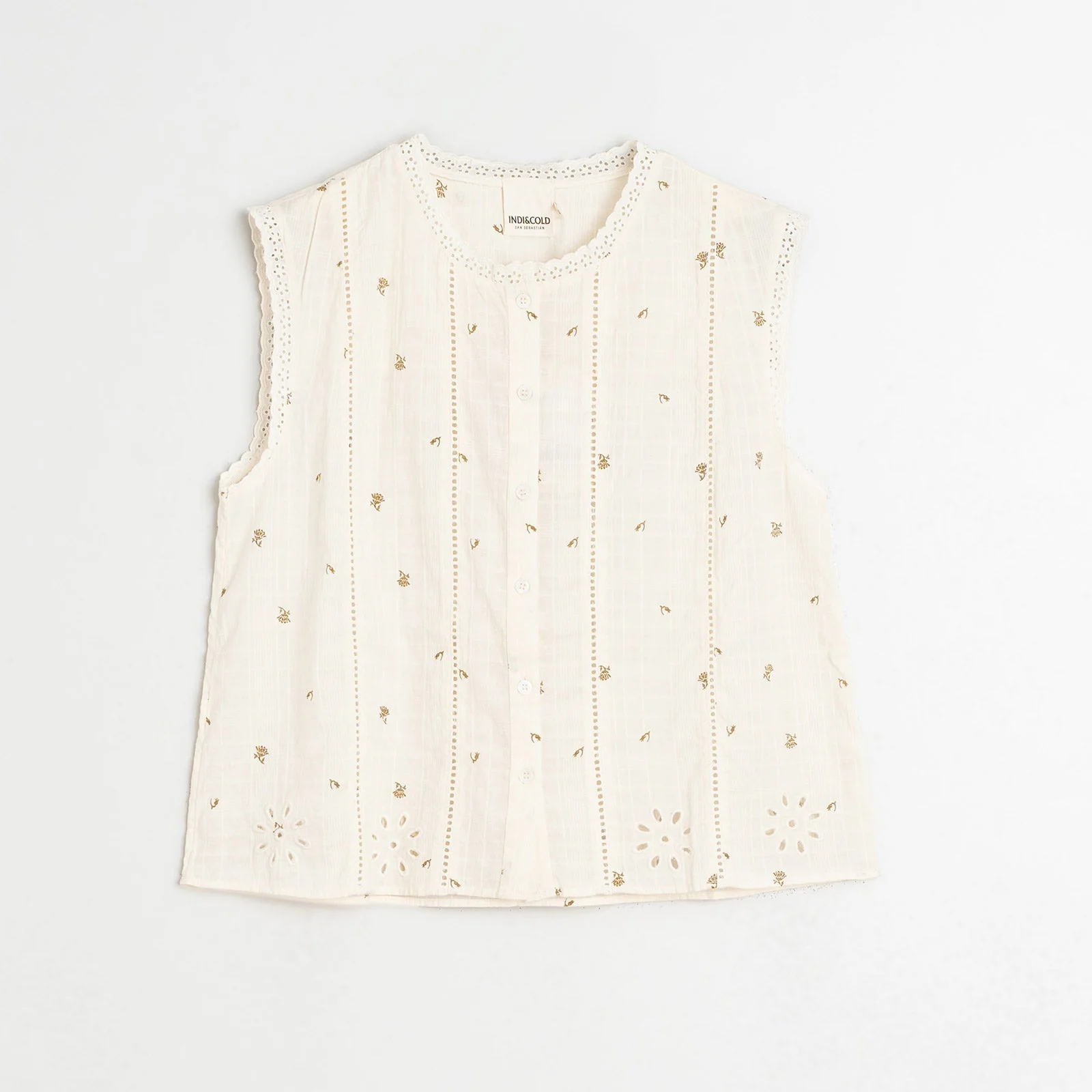 Embroidered Short Sleeve Blouse crudo - Image 3