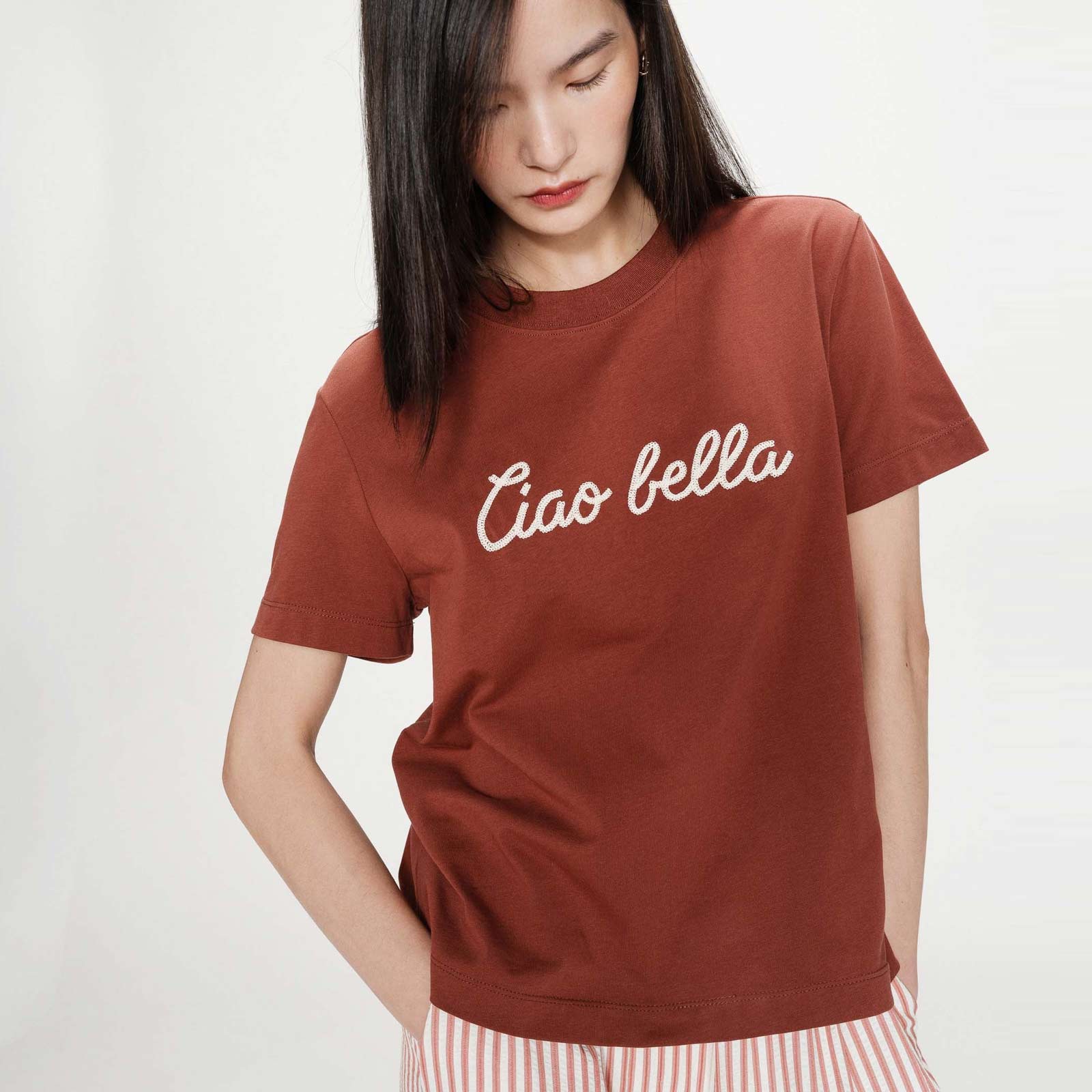 Embroidered T-Shirt Vanders terracotta