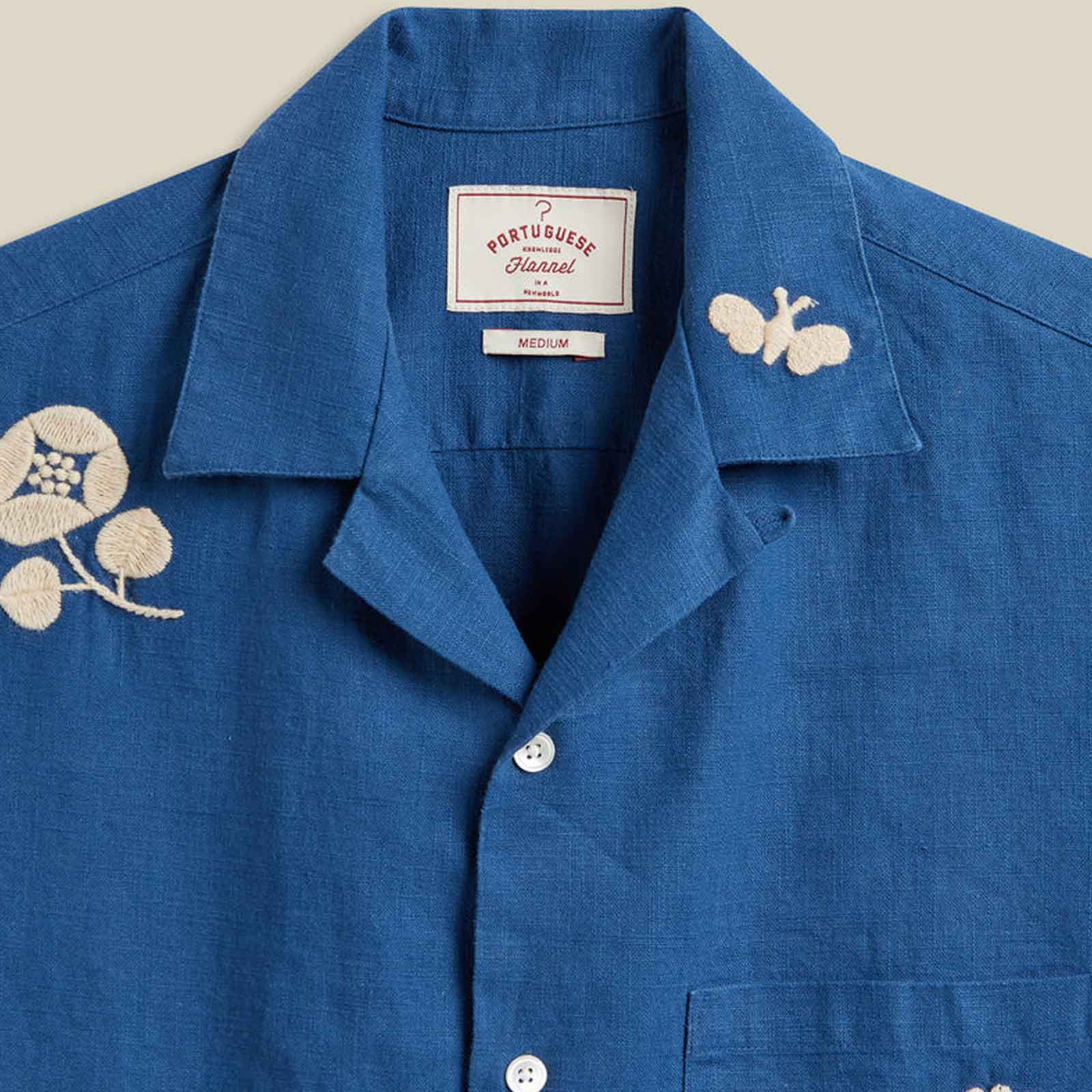 Embroidery Nature Ramie S/S Shirt blue - Image 2