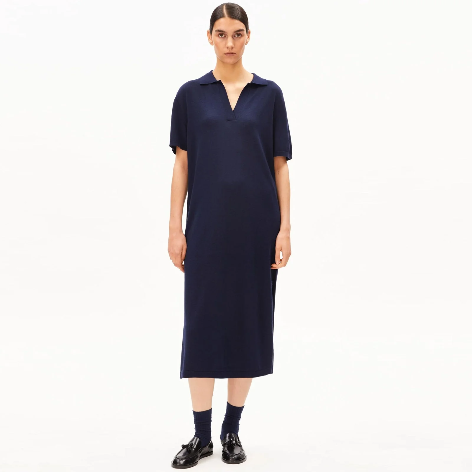 Fine Polo Knit Dress tinted navy - Image 2