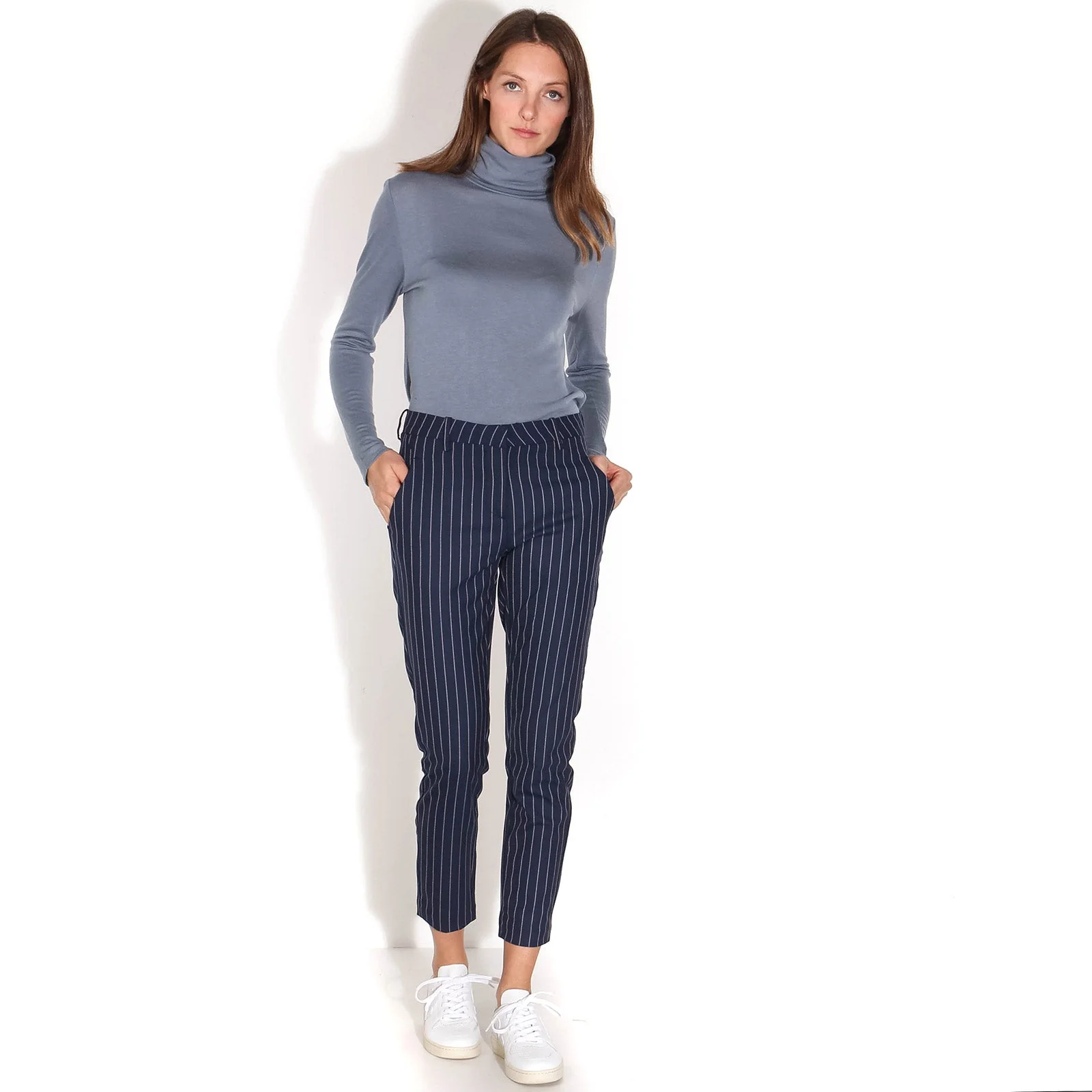 Kylie Crop 512 navy stripe - Image 2