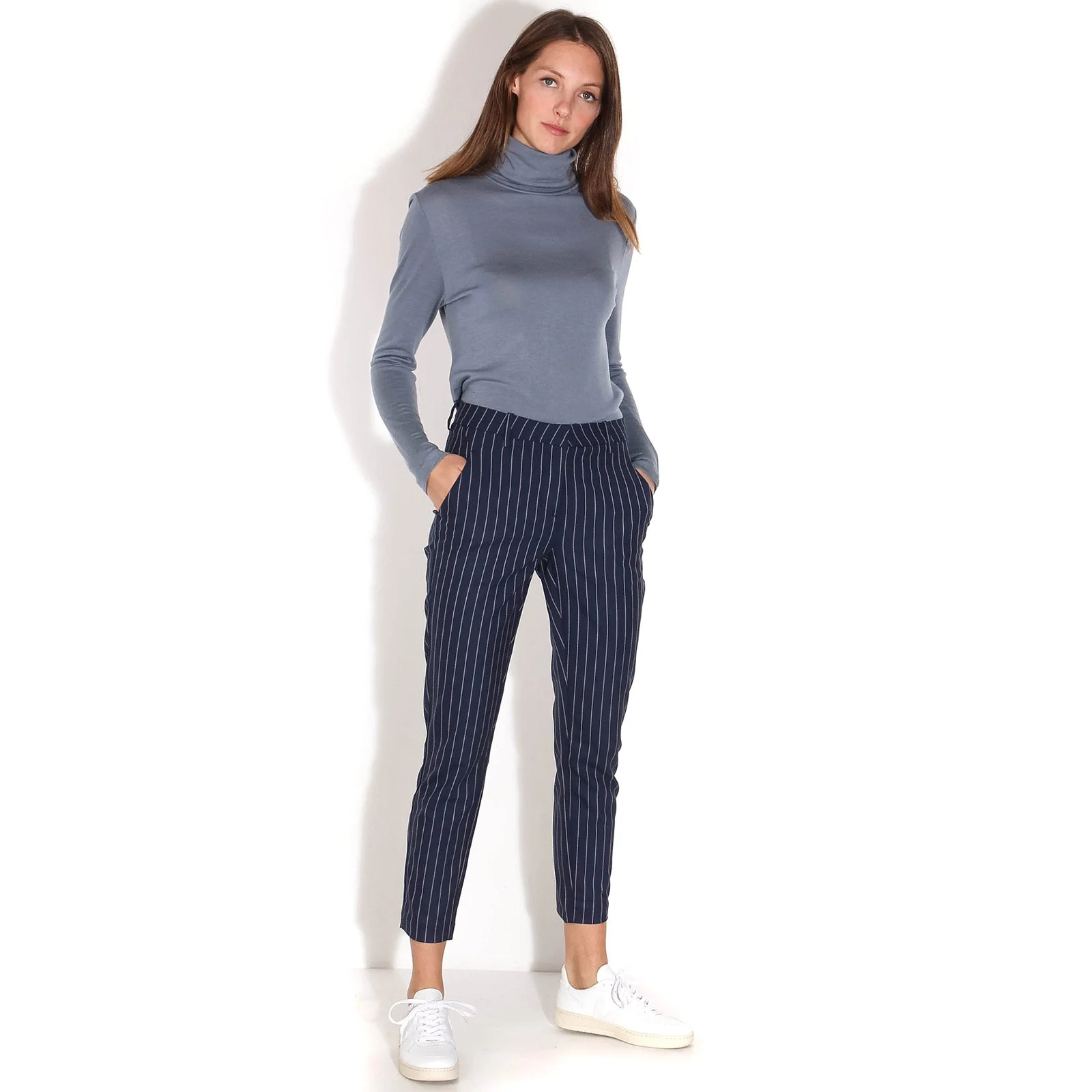 Kylie Crop 512 navy stripe - Image 3