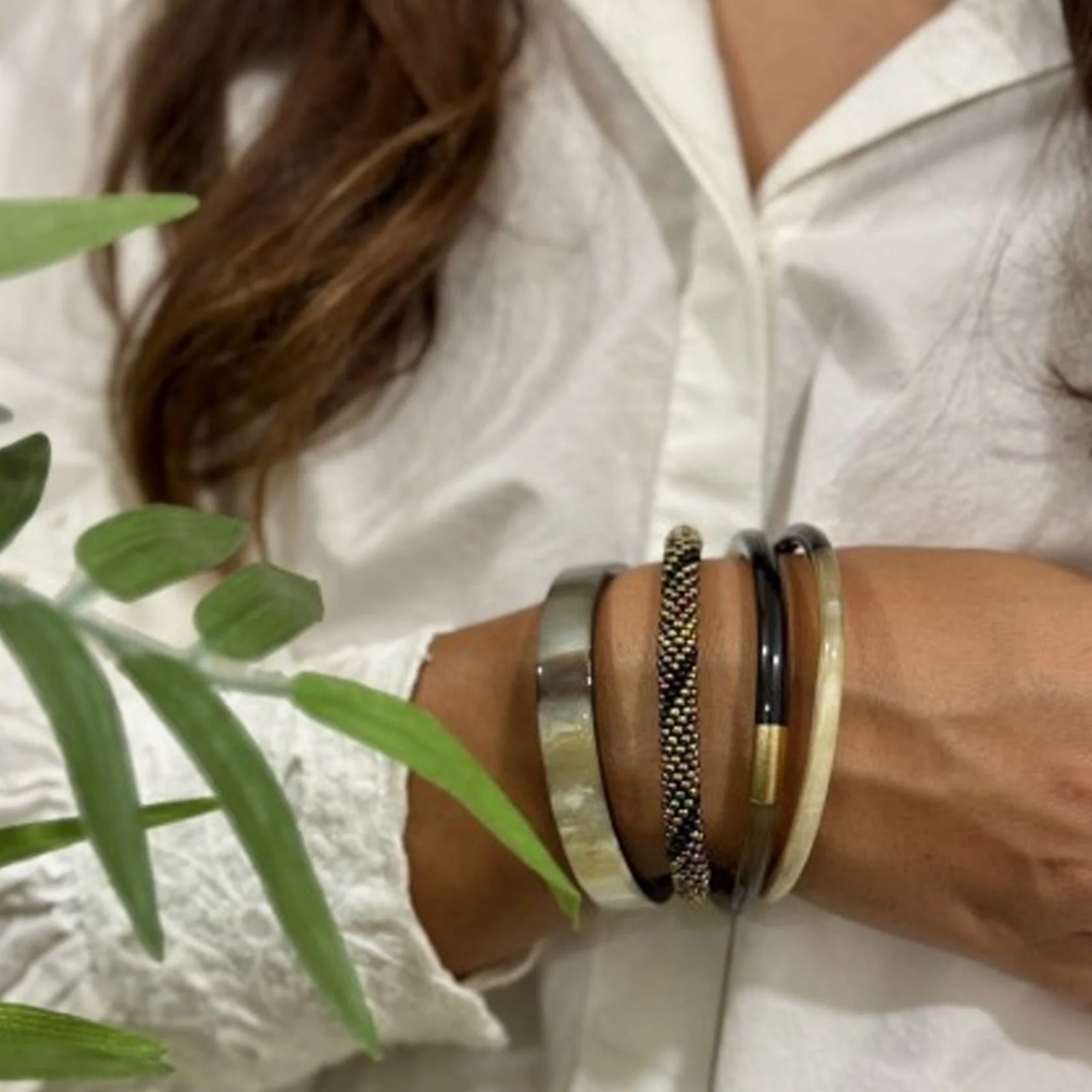Flat Buffle Horn Bracelet noir C41 - Image 3