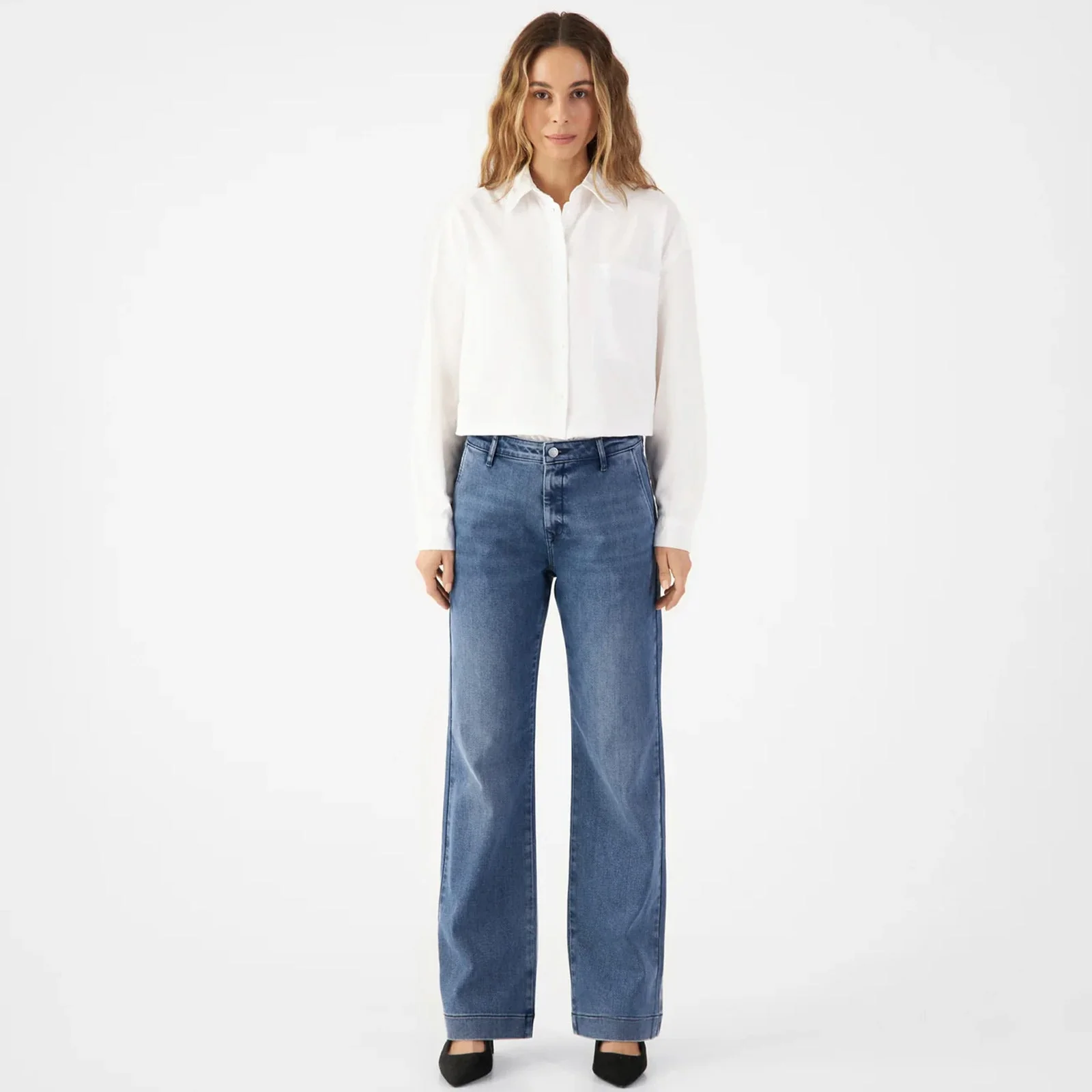 Glow Flared Soft Denim Chino medium blue