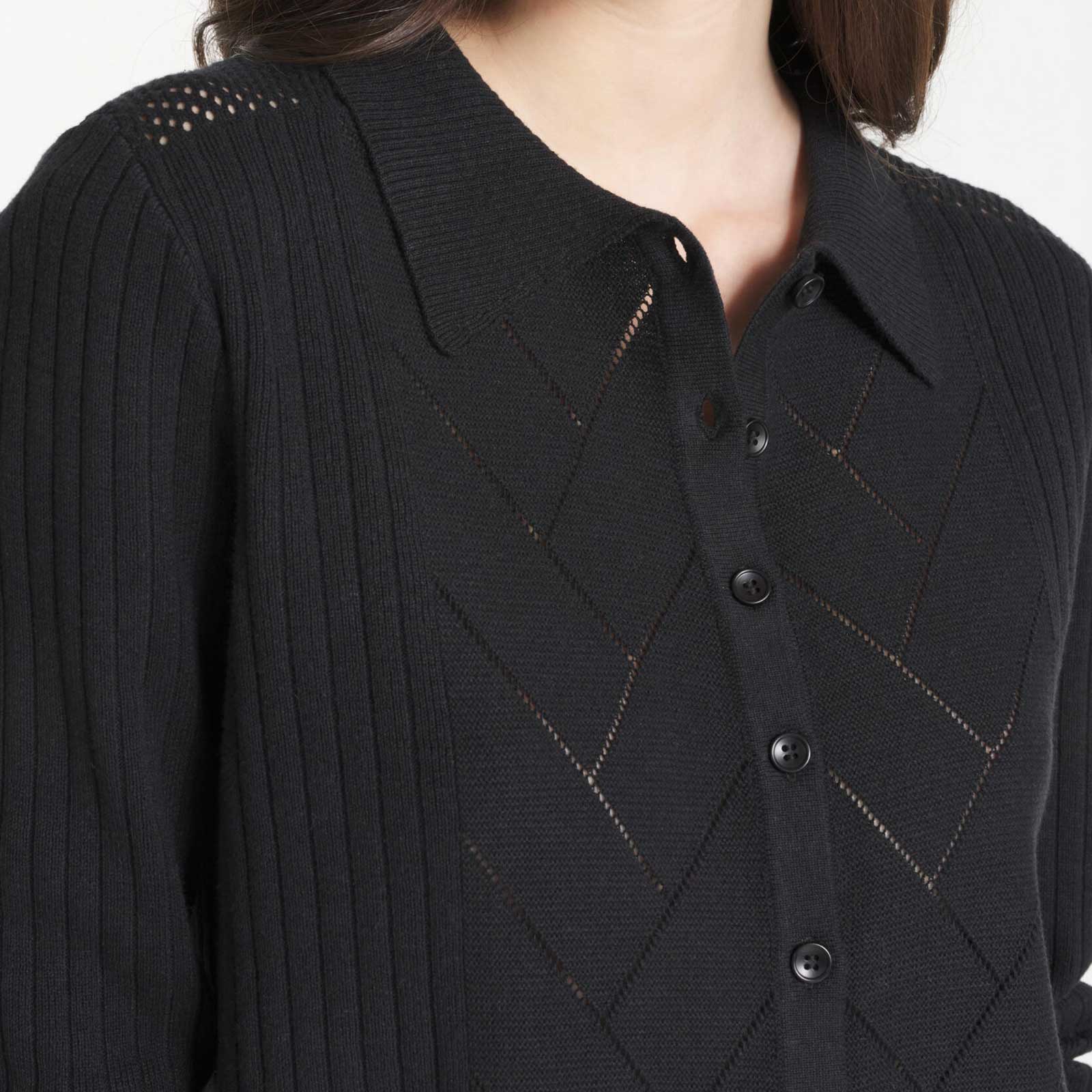 Grazia Fancy Knit Cardigan black - Image 3