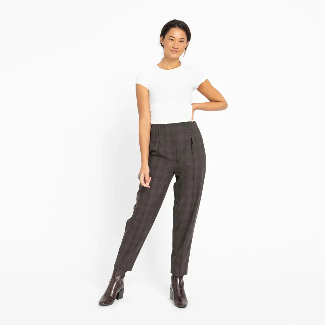Hailey 682 Trousers brown check - Image 3