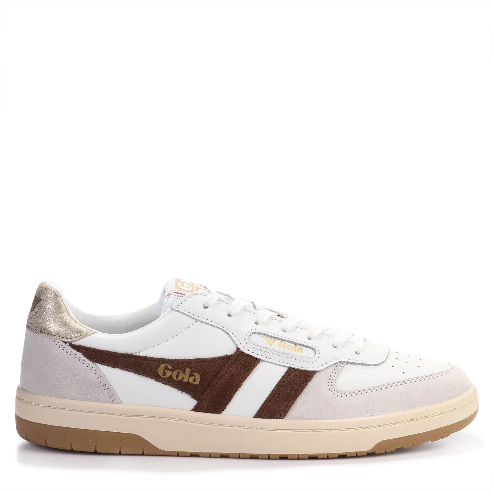 Hawk Womens Trainer white/dark brown/gold