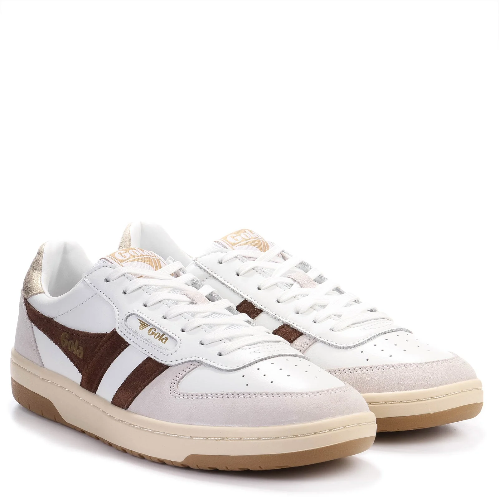 Hawk Womens Trainer white/dark brown/gold - Image 2