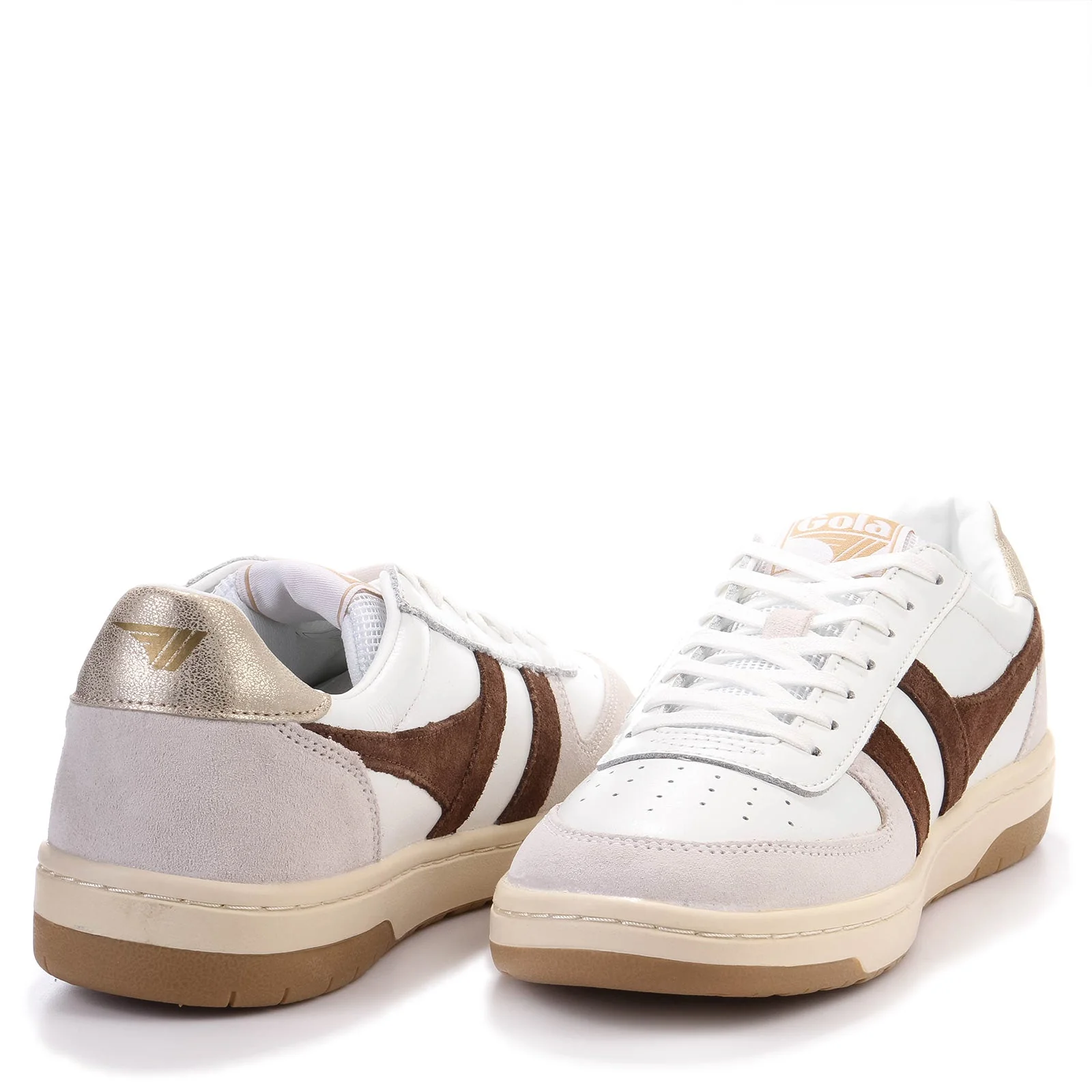 Hawk Womens Trainer white/dark brown/gold - Image 3