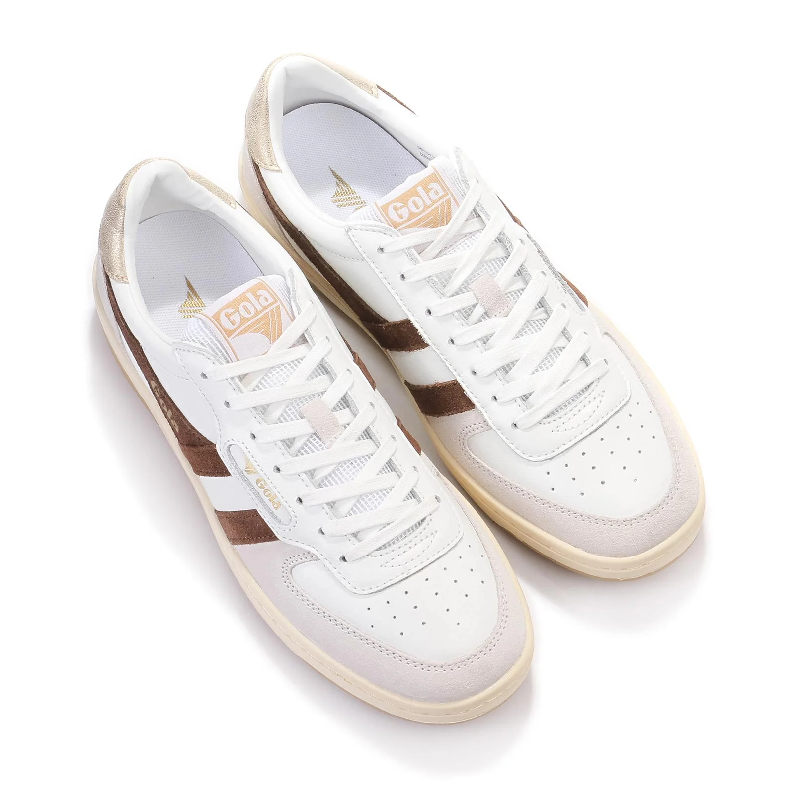 Hawk Womens Trainer white/dark brown/gold - Image 4