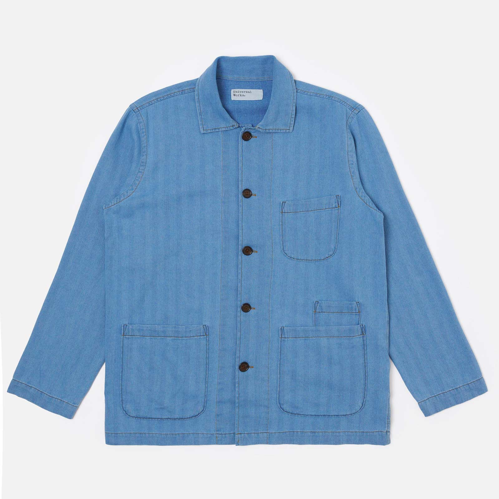 Herringbone Recycled Bakers Overshirt washed indigo