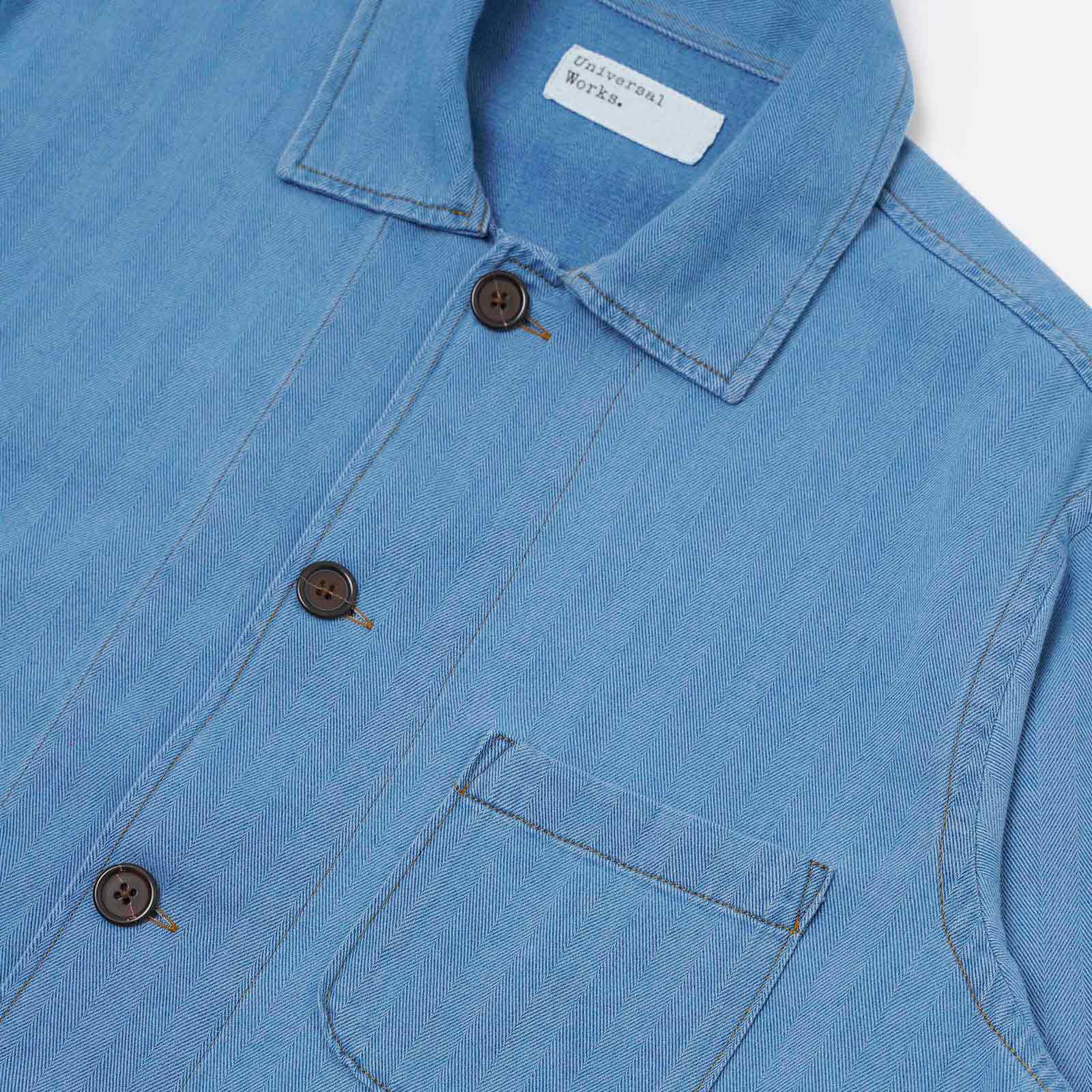 Herringbone Recycled Bakers Overshirt washed indigo - Image 3