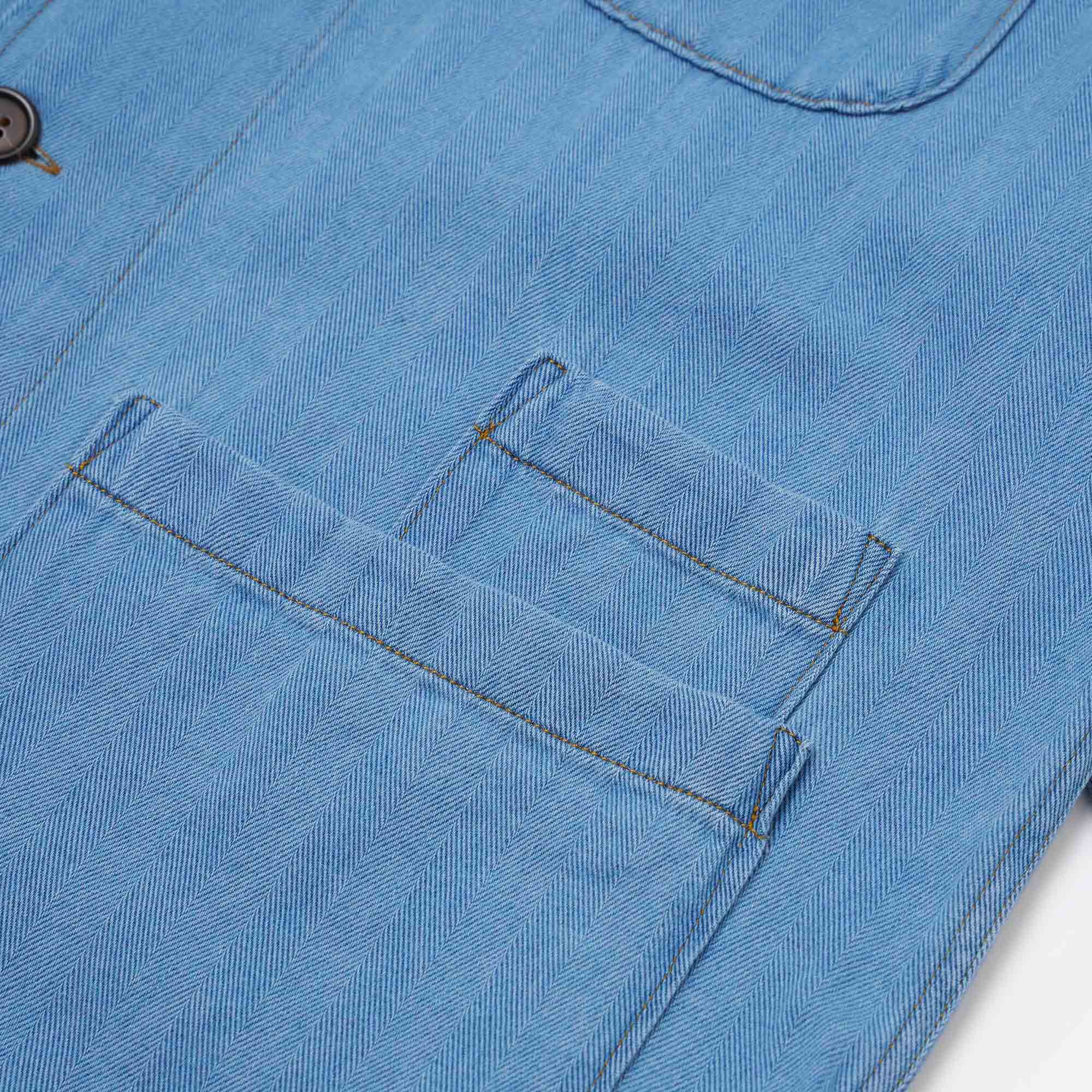 Herringbone Recycled Bakers Overshirt washed indigo - Image 4