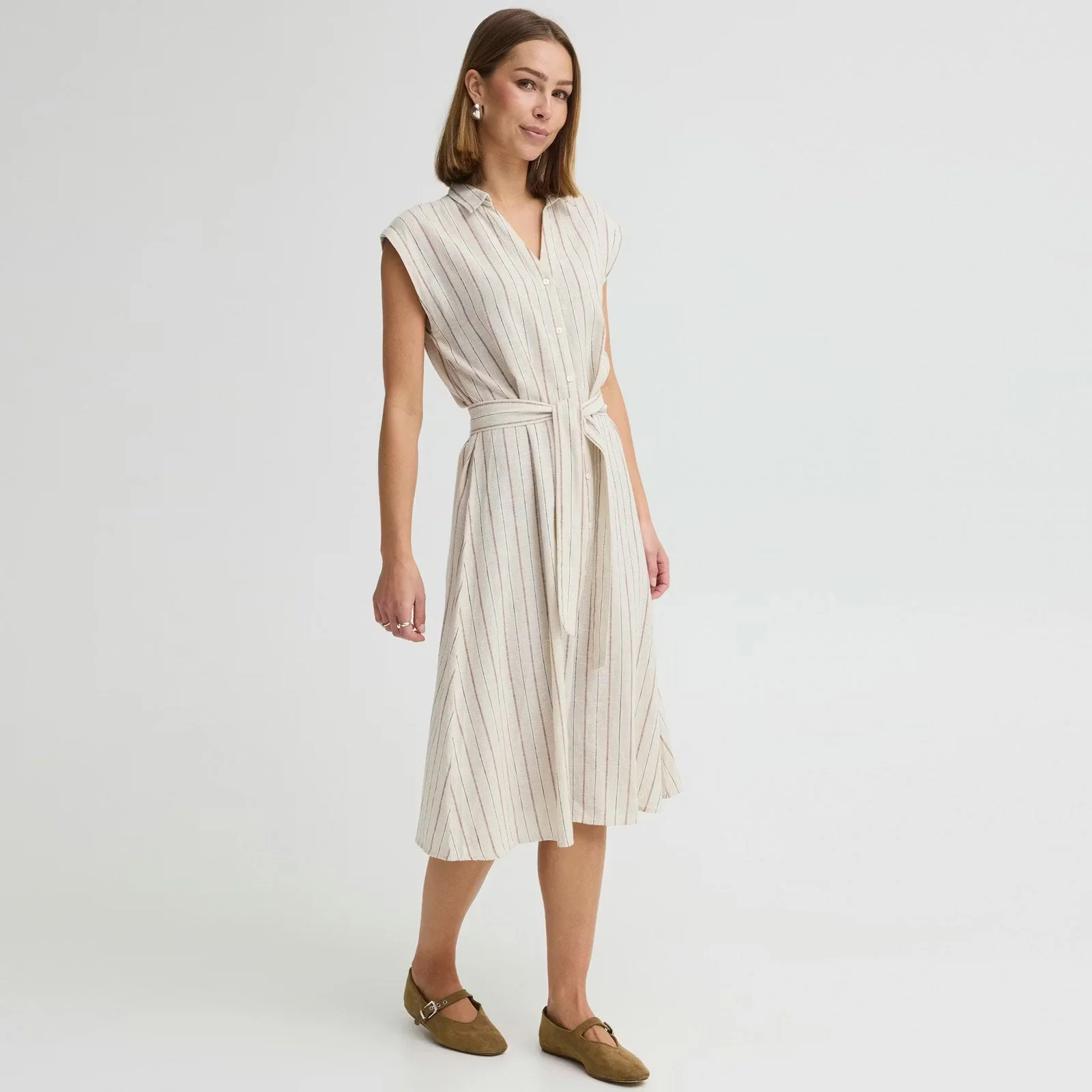 IHLinno DR3 Dress brown stripe - Image 3