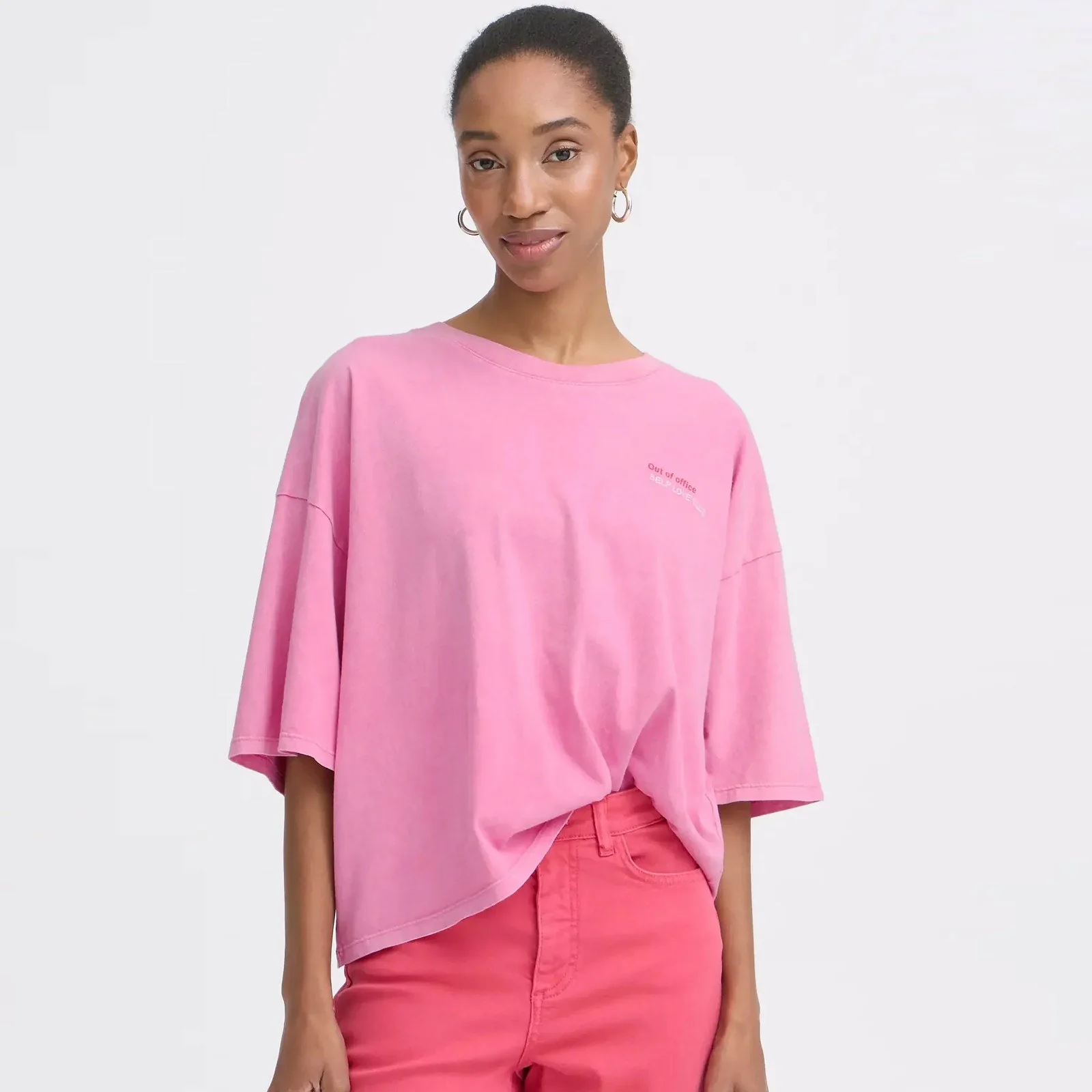 IHNica SS T-Shirt wild orchid/fiery red